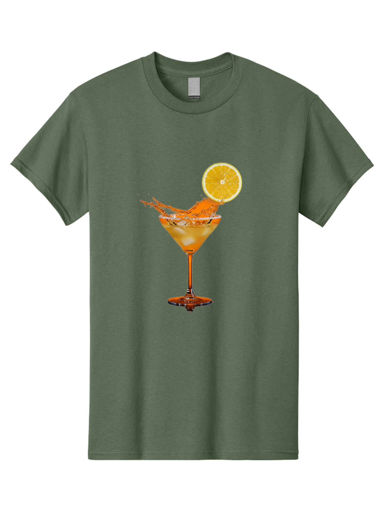 Cocktail-Splash Men'S Graphic Tee, 100% Cotton, Comfortable Casual Summer Wear, Machine Washable, Martini Glass, Orange Cocktail, Splash Effect, Citrus Twist, Refreshing Drink, Elegant Glassware, Stylish Beverage, Orange Slice Garnish, Bac876