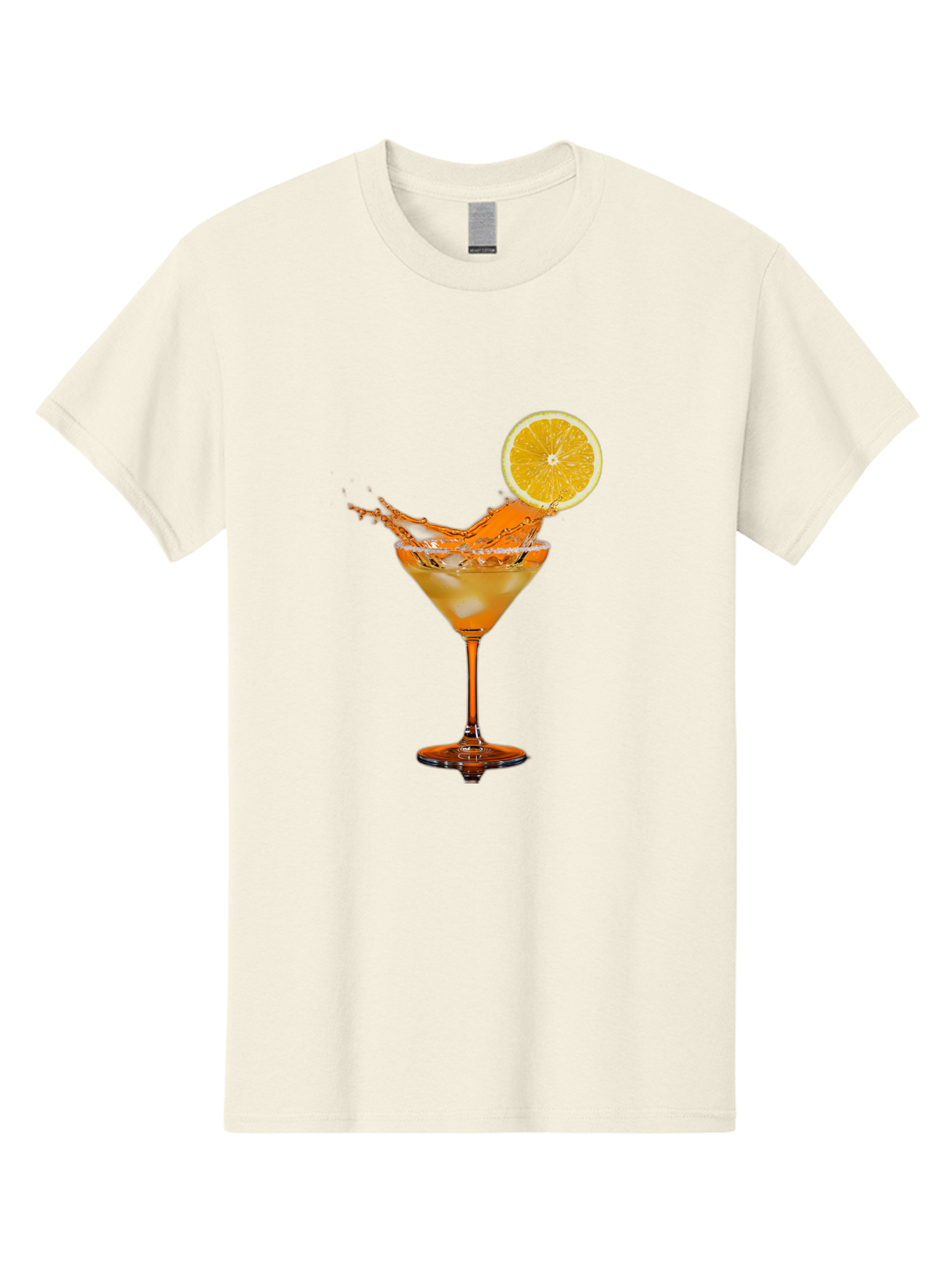 Cocktail-Splash Men'S Graphic Tee, 100% Cotton, Comfortable Casual Summer Wear, Machine Washable, Martini Glass, Orange Cocktail, Splash Effect, Citrus Twist, Refreshing Drink, Elegant Glassware, Stylish Beverage, Orange Slice Garnish, Bac876