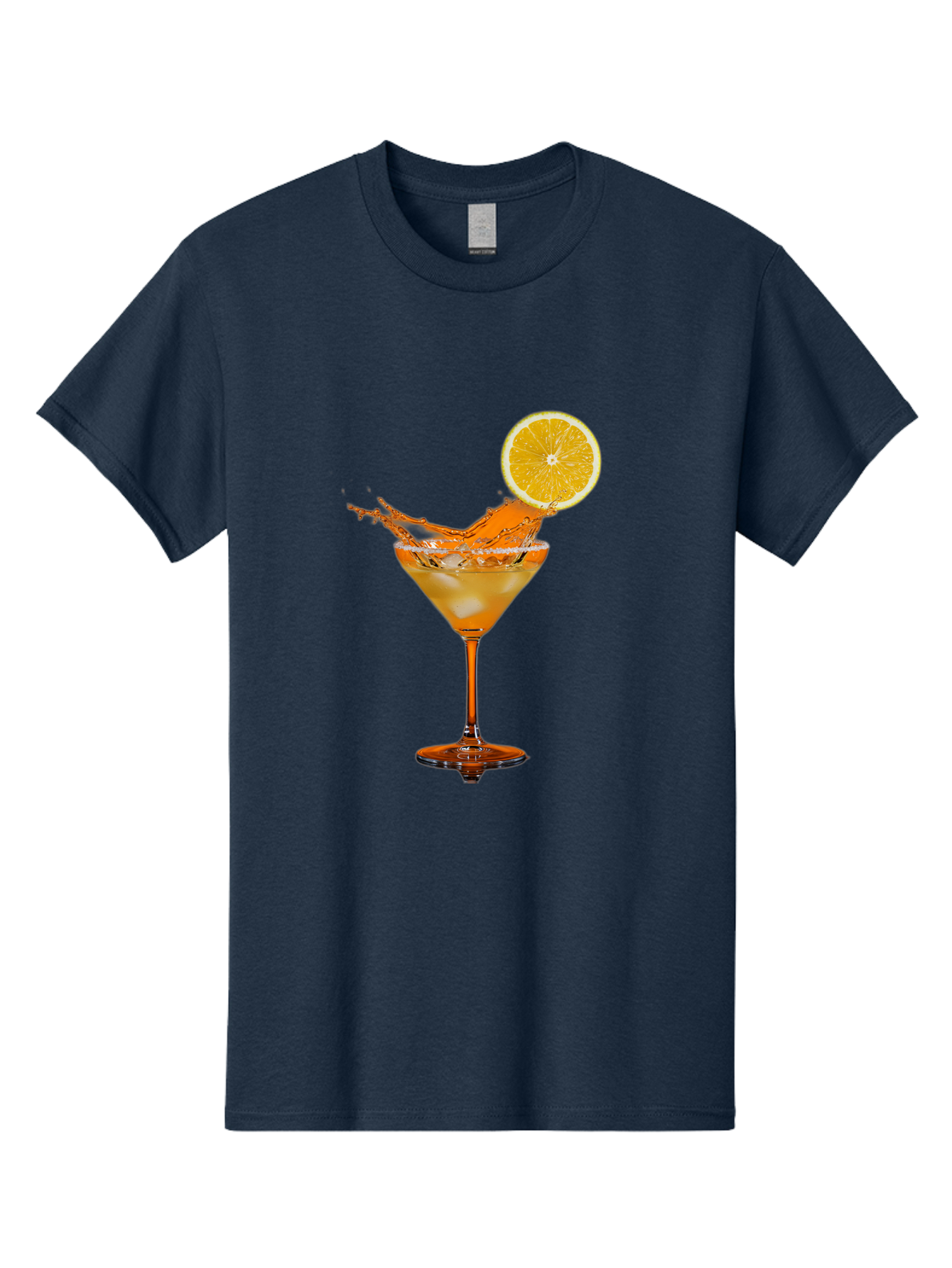 Cocktail-Splash Men'S Graphic Tee, 100% Cotton, Comfortable Casual Summer Wear, Machine Washable, Martini Glass, Orange Cocktail, Splash Effect, Citrus Twist, Refreshing Drink, Elegant Glassware, Stylish Beverage, Orange Slice Garnish, Bac876