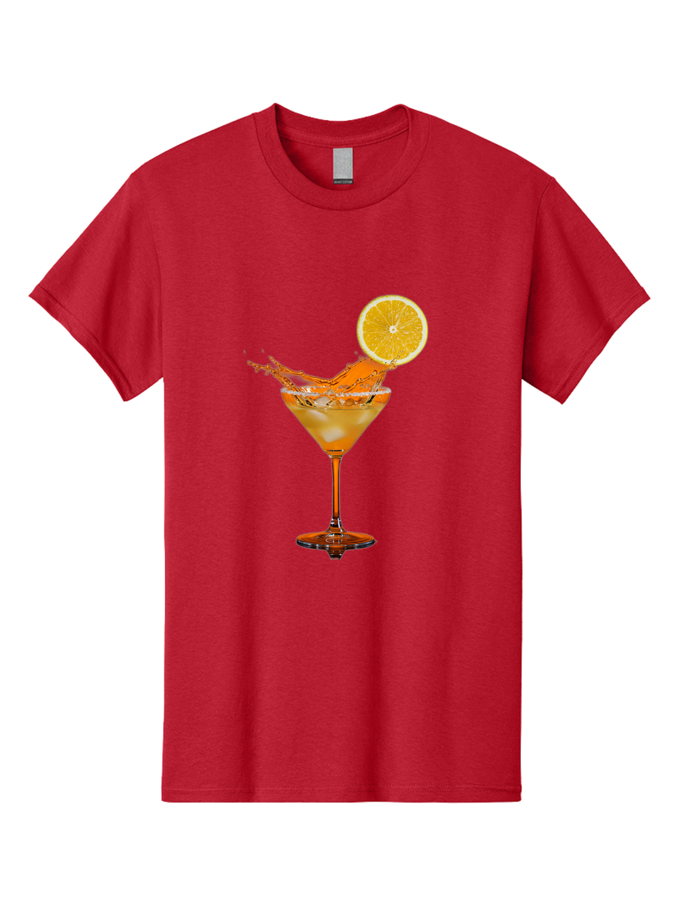 Cocktail-Splash Men'S Graphic Tee, 100% Cotton, Comfortable Casual Summer Wear, Machine Washable, Martini Glass, Orange Cocktail, Splash Effect, Citrus Twist, Refreshing Drink, Elegant Glassware, Stylish Beverage, Orange Slice Garnish, Bac876