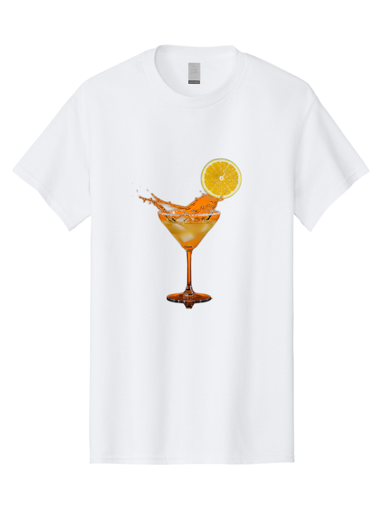 Cocktail-Splash Men'S Graphic Tee, 100% Cotton, Comfortable Casual Summer Wear, Machine Washable, Martini Glass, Orange Cocktail, Splash Effect, Citrus Twist, Refreshing Drink, Elegant Glassware, Stylish Beverage, Orange Slice Garnish, Bac876