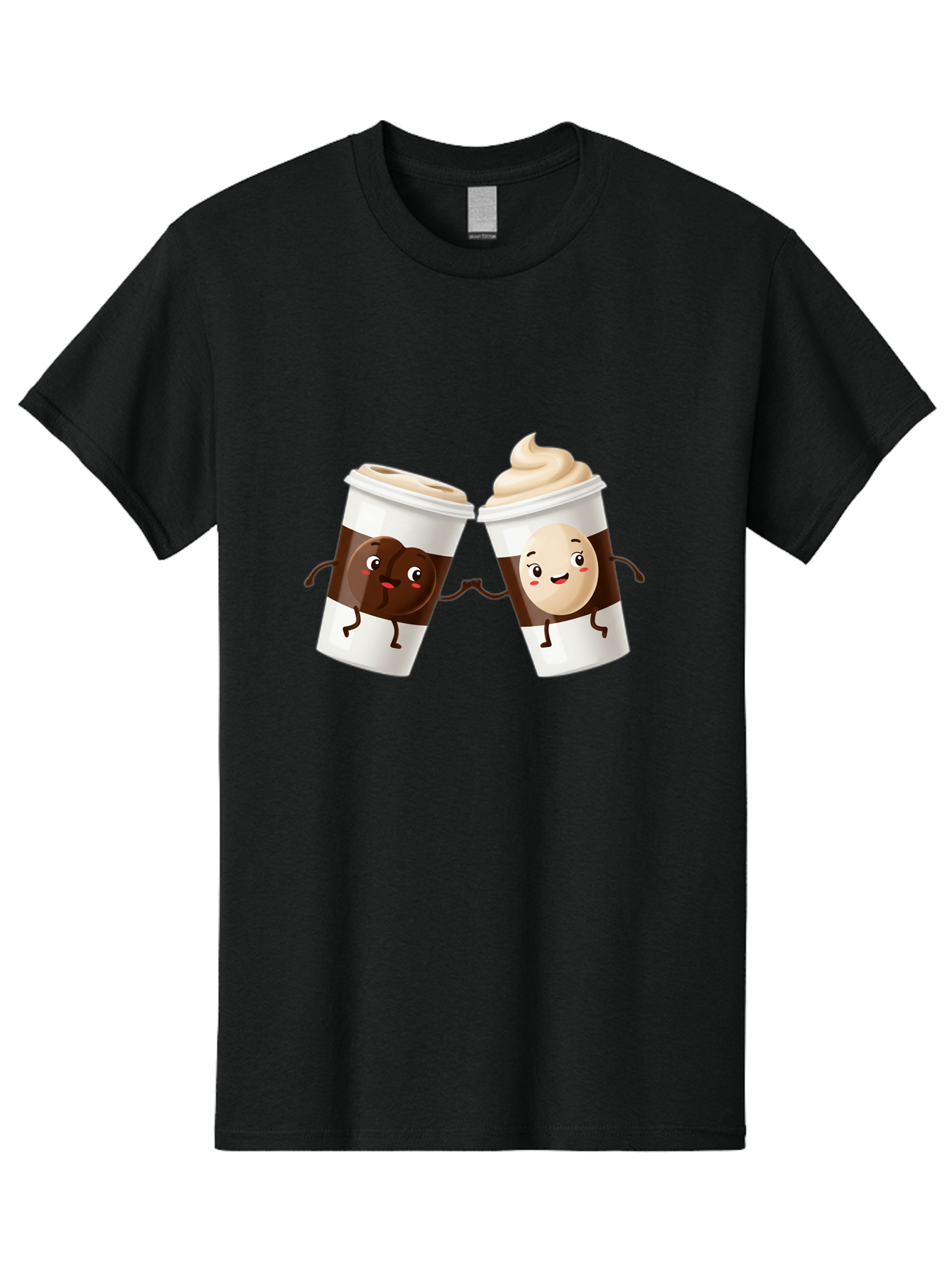 Coffee-Cups Men'S Graphic Tee, 100% Cotton, Comfortable Casual Summer Wear, Machine Washable, Cartoon Coffee Cups, Coffee Characters, Happy Faces, Anthropomorphic Cups, Playful Illustration, Hot Beverages, Cartoon Style, Cup Designs, Bac879