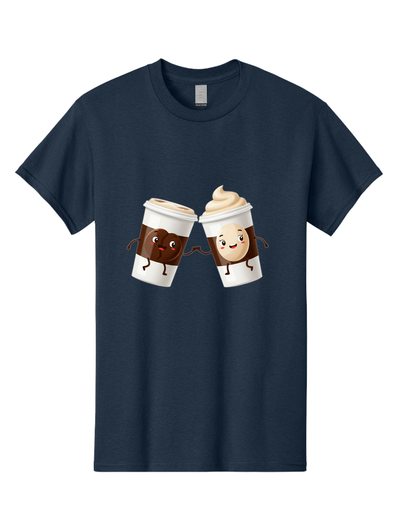 Coffee-Cups Men'S Graphic Tee, 100% Cotton, Comfortable Casual Summer Wear, Machine Washable, Cartoon Coffee Cups, Coffee Characters, Happy Faces, Anthropomorphic Cups, Playful Illustration, Hot Beverages, Cartoon Style, Cup Designs, Bac879