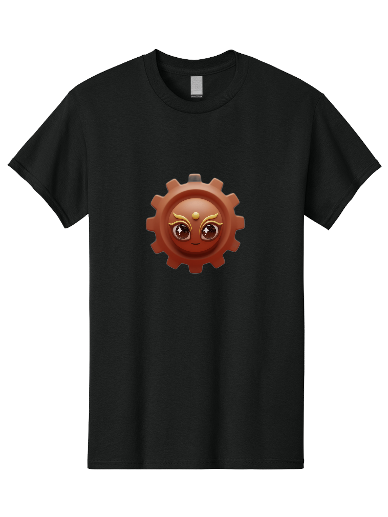 Cog-Emoji-1 Men'S Graphic Tee, 100% Cotton, Comfortable Casual Summer Wear, Machine Washable, Cartoon Cog, Gear Emoji, Mechanical Face, 3D Illustration, Animated Machinery, Robotic Character, Smiling Cog, Tech-Inspired Art, Machinery Parts, Bac881
