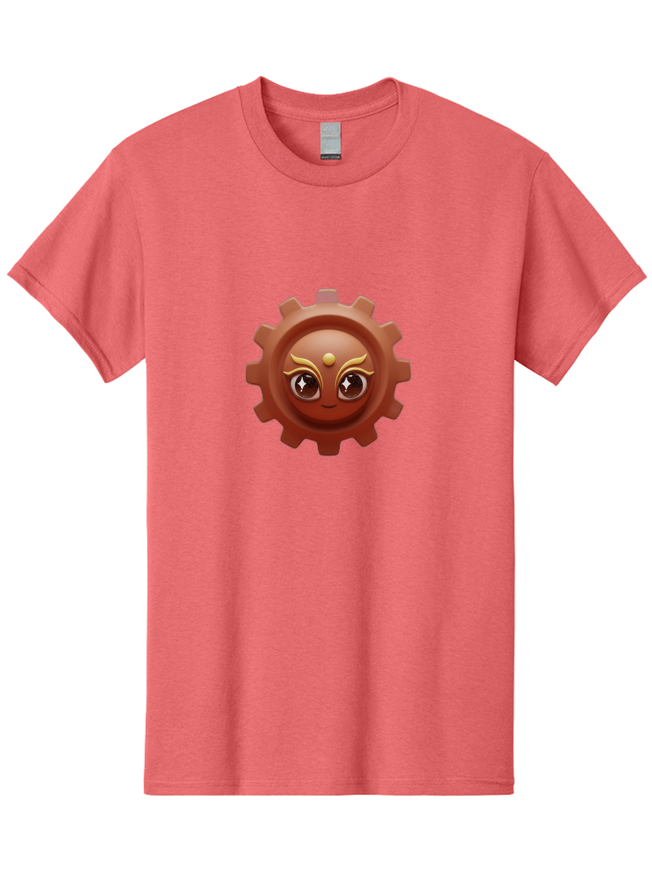 Cog-Emoji-1 Men'S Graphic Tee, 100% Cotton, Comfortable Casual Summer Wear, Machine Washable, Cartoon Cog, Gear Emoji, Mechanical Face, 3D Illustration, Animated Machinery, Robotic Character, Smiling Cog, Tech-Inspired Art, Machinery Parts, Bac881