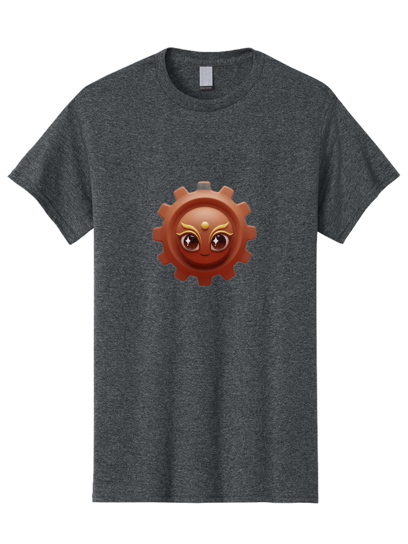 Cog-Emoji-1 Men'S Graphic Tee, 100% Cotton, Comfortable Casual Summer Wear, Machine Washable, Cartoon Cog, Gear Emoji, Mechanical Face, 3D Illustration, Animated Machinery, Robotic Character, Smiling Cog, Tech-Inspired Art, Machinery Parts, Bac881