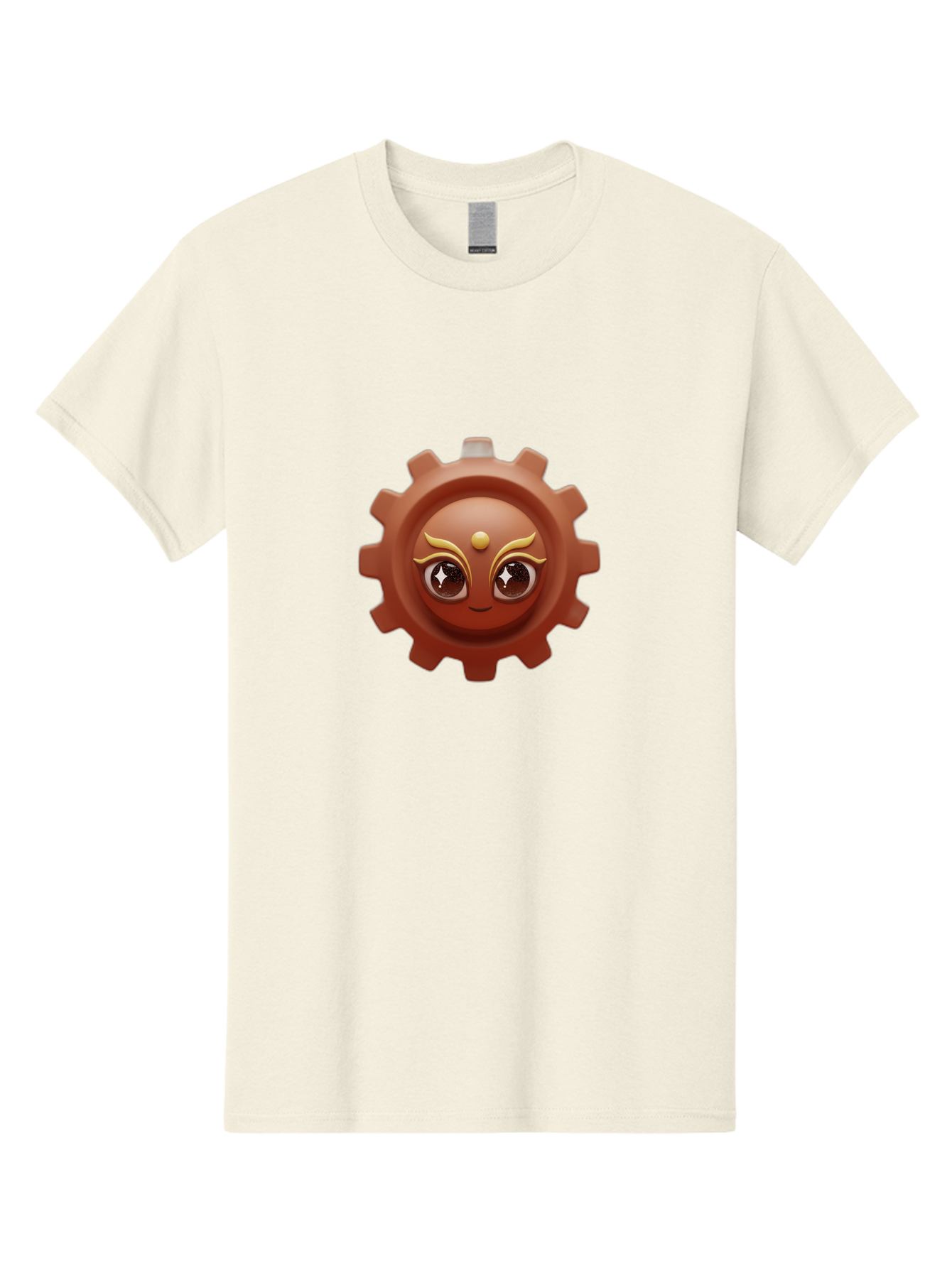 Cog-Emoji-1 Men'S Graphic Tee, 100% Cotton, Comfortable Casual Summer Wear, Machine Washable, Cartoon Cog, Gear Emoji, Mechanical Face, 3D Illustration, Animated Machinery, Robotic Character, Smiling Cog, Tech-Inspired Art, Machinery Parts, Bac881