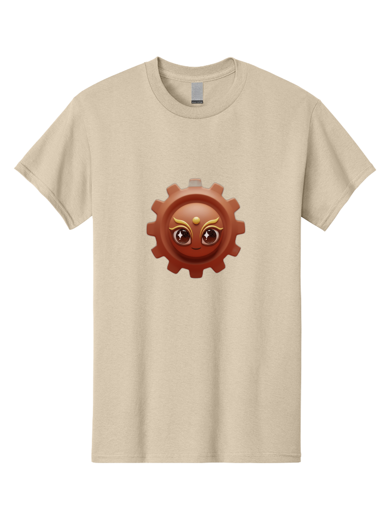 Cog-Emoji-1 Men'S Graphic Tee, 100% Cotton, Comfortable Casual Summer Wear, Machine Washable, Cartoon Cog, Gear Emoji, Mechanical Face, 3D Illustration, Animated Machinery, Robotic Character, Smiling Cog, Tech-Inspired Art, Machinery Parts, Bac881