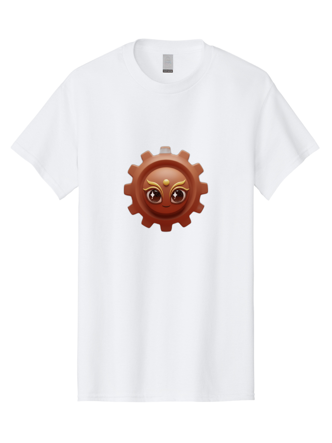 Cog-Emoji-1 Men'S Graphic Tee, 100% Cotton, Comfortable Casual Summer Wear, Machine Washable, Cartoon Cog, Gear Emoji, Mechanical Face, 3D Illustration, Animated Machinery, Robotic Character, Smiling Cog, Tech-Inspired Art, Machinery Parts, Bac881