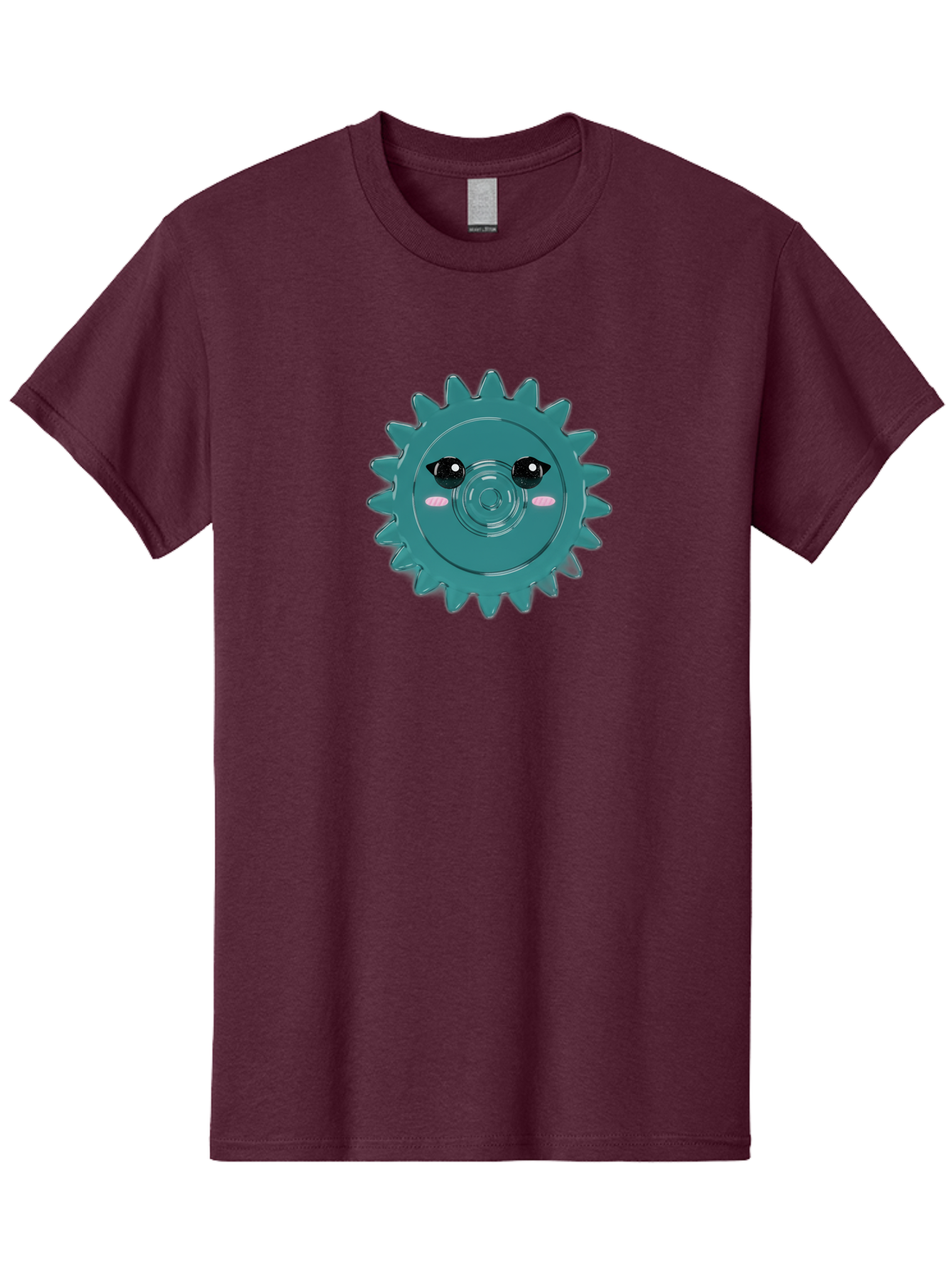 Cog-With-Eyes Men'S Graphic Tee, 100% Cotton, Comfortable Casual Summer Wear, Machine Washable, Cartoon Cog, Mechanical Face, Cute Illustration, Digital Art, Spiky Gear, Playful Design, Tech-Inspired, Fun Character, Machinery Personified, Bac883