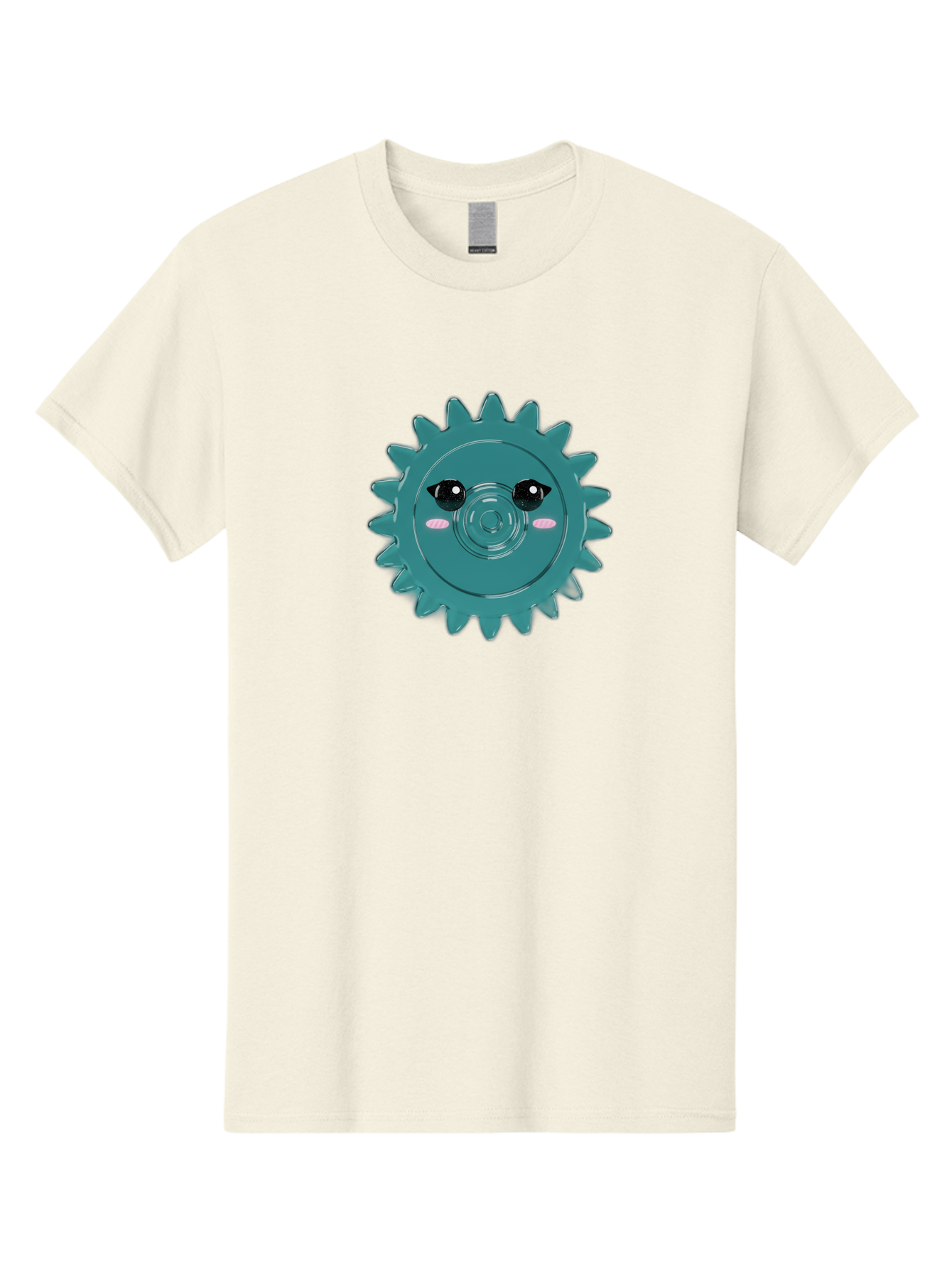 Cog-With-Eyes Men'S Graphic Tee, 100% Cotton, Comfortable Casual Summer Wear, Machine Washable, Cartoon Cog, Mechanical Face, Cute Illustration, Digital Art, Spiky Gear, Playful Design, Tech-Inspired, Fun Character, Machinery Personified, Bac883