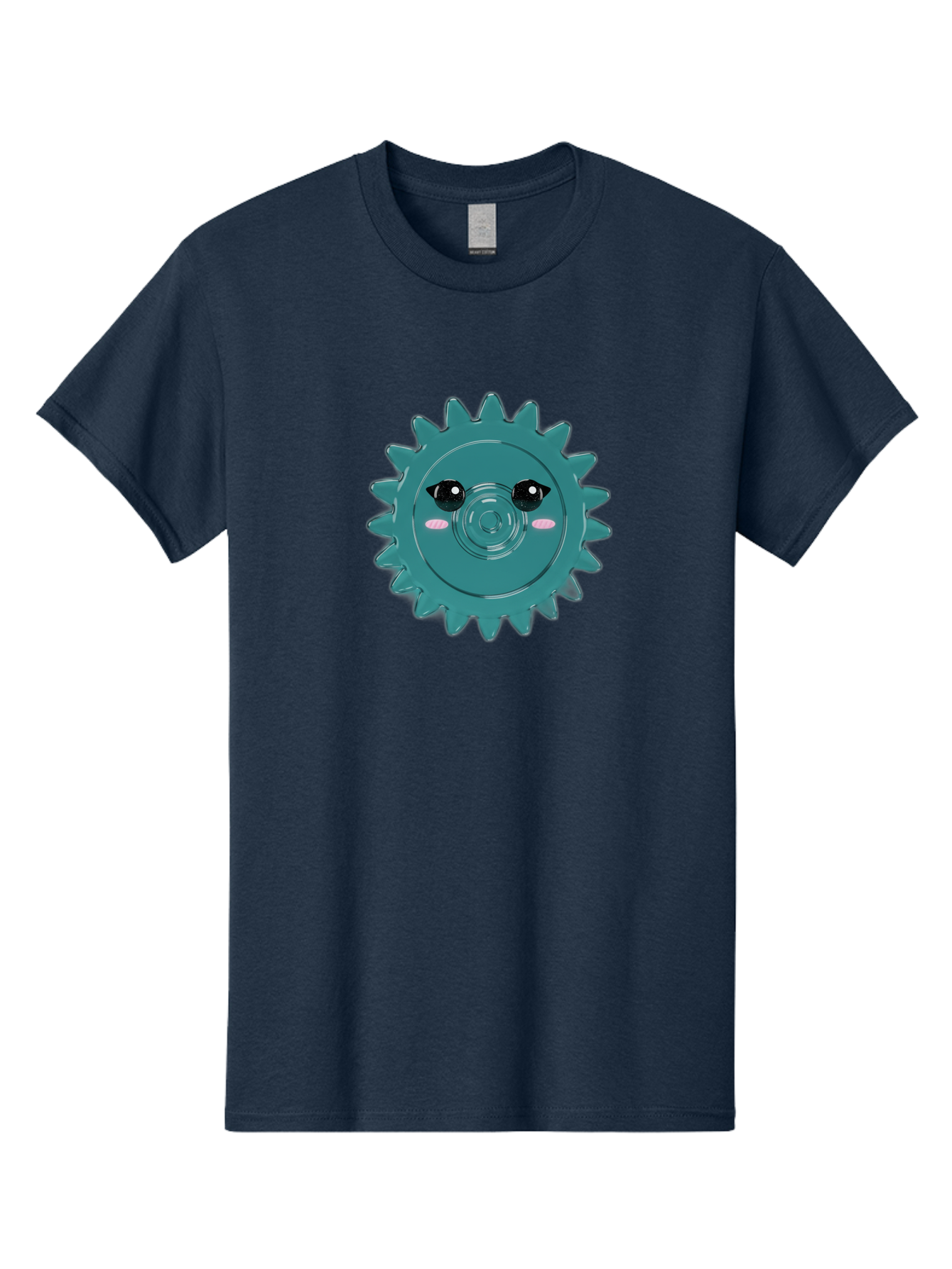 Cog-With-Eyes Men'S Graphic Tee, 100% Cotton, Comfortable Casual Summer Wear, Machine Washable, Cartoon Cog, Mechanical Face, Cute Illustration, Digital Art, Spiky Gear, Playful Design, Tech-Inspired, Fun Character, Machinery Personified, Bac883