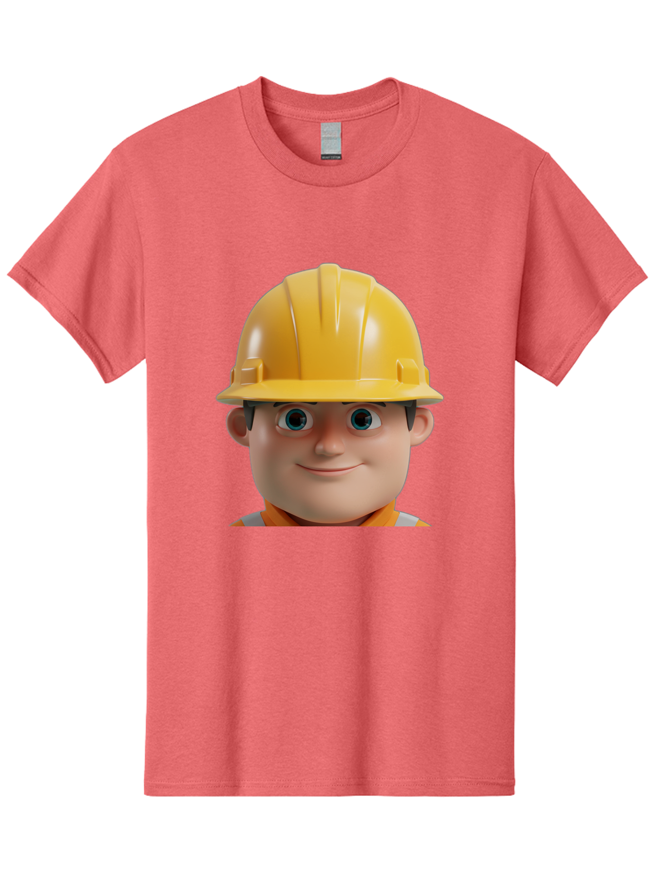 Construction-Worker-2 Men'S Graphic Tee, 100% Cotton, Comfortable Casual Summer Wear, Machine Washable, Cartoon Builder, Construction Worker, Yellow Hard Hat, Safety Helmet, Construction Site, Building Industry, Worker Safety, Bac893