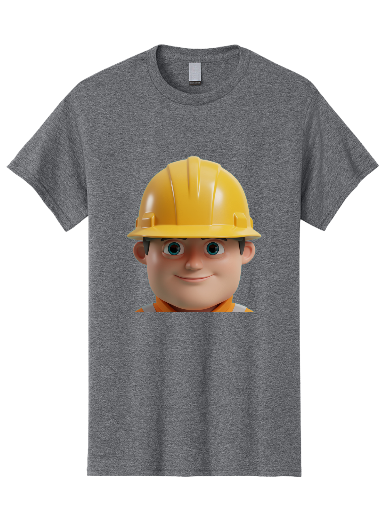 Construction-Worker-2 Men'S Graphic Tee, 100% Cotton, Comfortable Casual Summer Wear, Machine Washable, Cartoon Builder, Construction Worker, Yellow Hard Hat, Safety Helmet, Construction Site, Building Industry, Worker Safety, Bac893