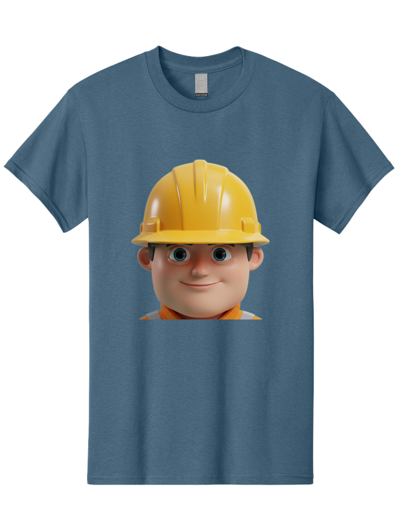 Construction-Worker-2 Men'S Graphic Tee, 100% Cotton, Comfortable Casual Summer Wear, Machine Washable, Cartoon Builder, Construction Worker, Yellow Hard Hat, Safety Helmet, Construction Site, Building Industry, Worker Safety, Bac893