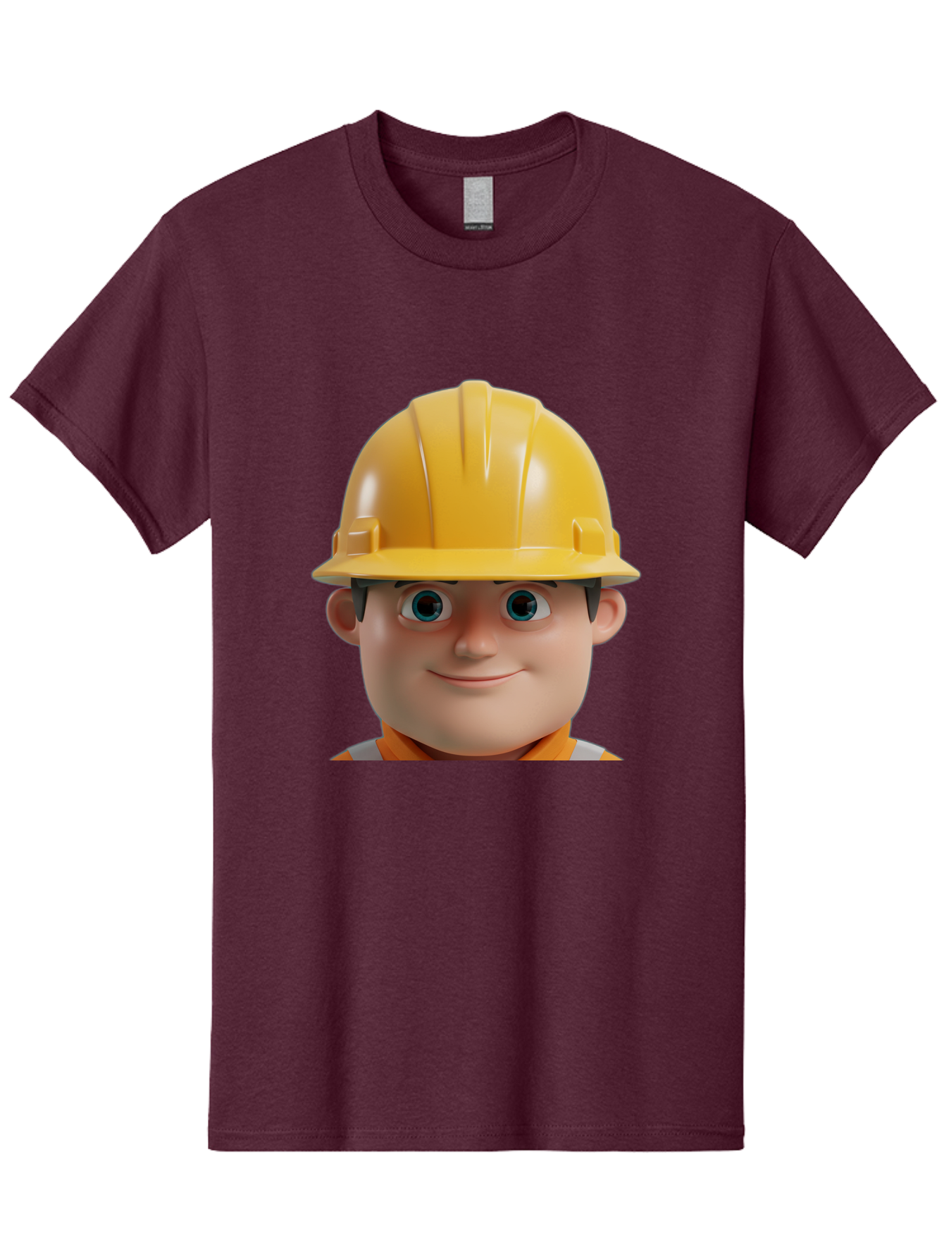 Construction-Worker-2 Men'S Graphic Tee, 100% Cotton, Comfortable Casual Summer Wear, Machine Washable, Cartoon Builder, Construction Worker, Yellow Hard Hat, Safety Helmet, Construction Site, Building Industry, Worker Safety, Bac893