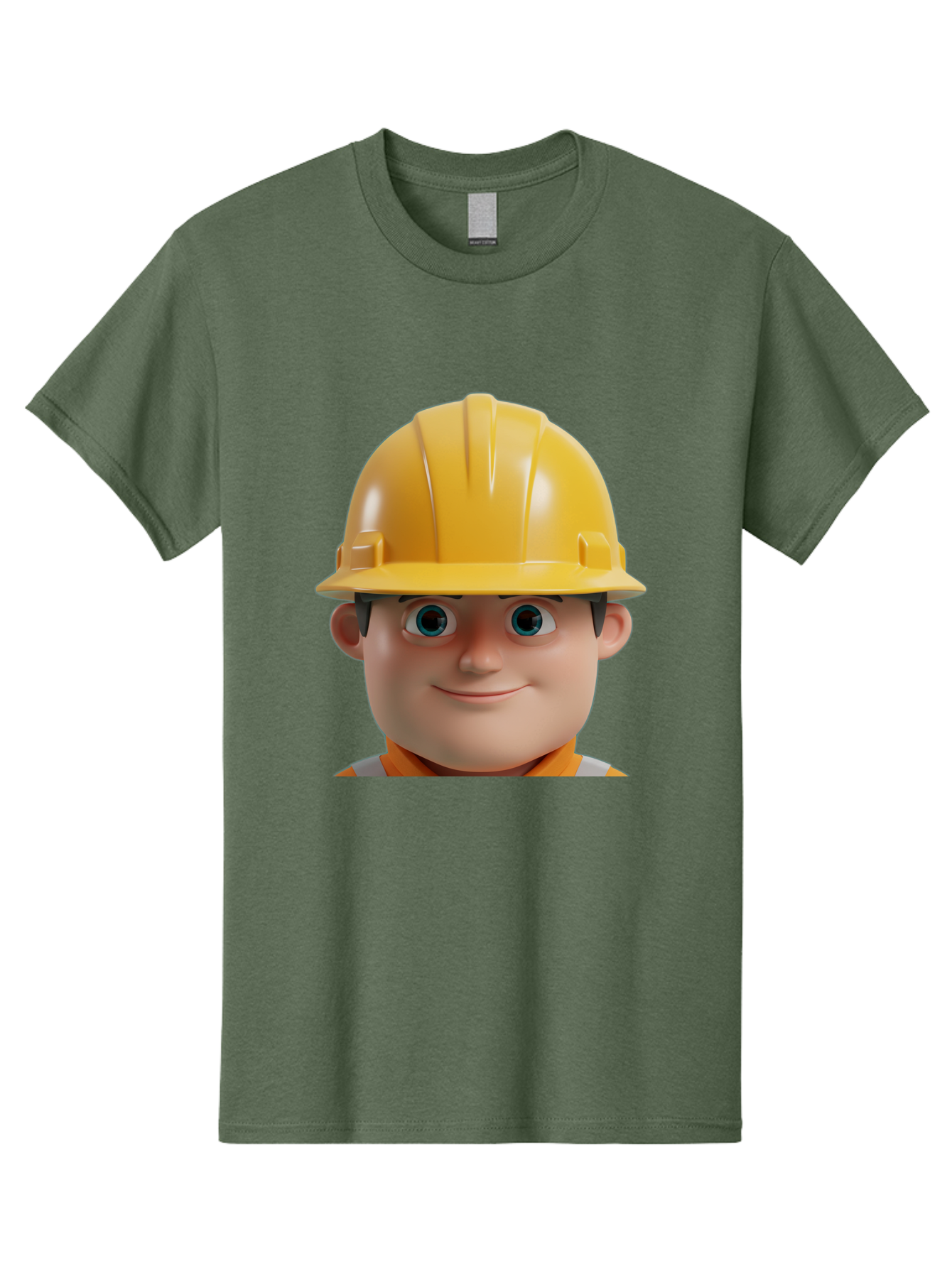 Construction-Worker-2 Men'S Graphic Tee, 100% Cotton, Comfortable Casual Summer Wear, Machine Washable, Cartoon Builder, Construction Worker, Yellow Hard Hat, Safety Helmet, Construction Site, Building Industry, Worker Safety, Bac893