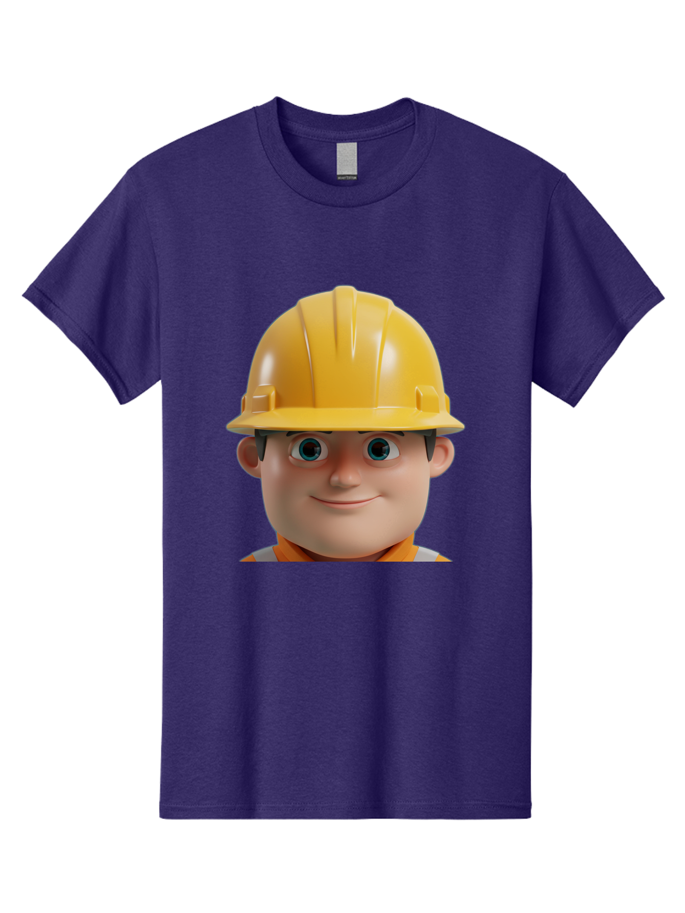 Construction-Worker-2 Men'S Graphic Tee, 100% Cotton, Comfortable Casual Summer Wear, Machine Washable, Cartoon Builder, Construction Worker, Yellow Hard Hat, Safety Helmet, Construction Site, Building Industry, Worker Safety, Bac893