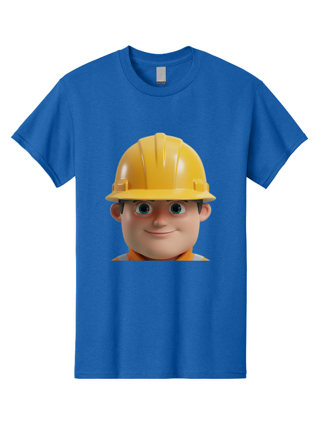 Construction-Worker-2 Men'S Graphic Tee, 100% Cotton, Comfortable Casual Summer Wear, Machine Washable, Cartoon Builder, Construction Worker, Yellow Hard Hat, Safety Helmet, Construction Site, Building Industry, Worker Safety, Bac893