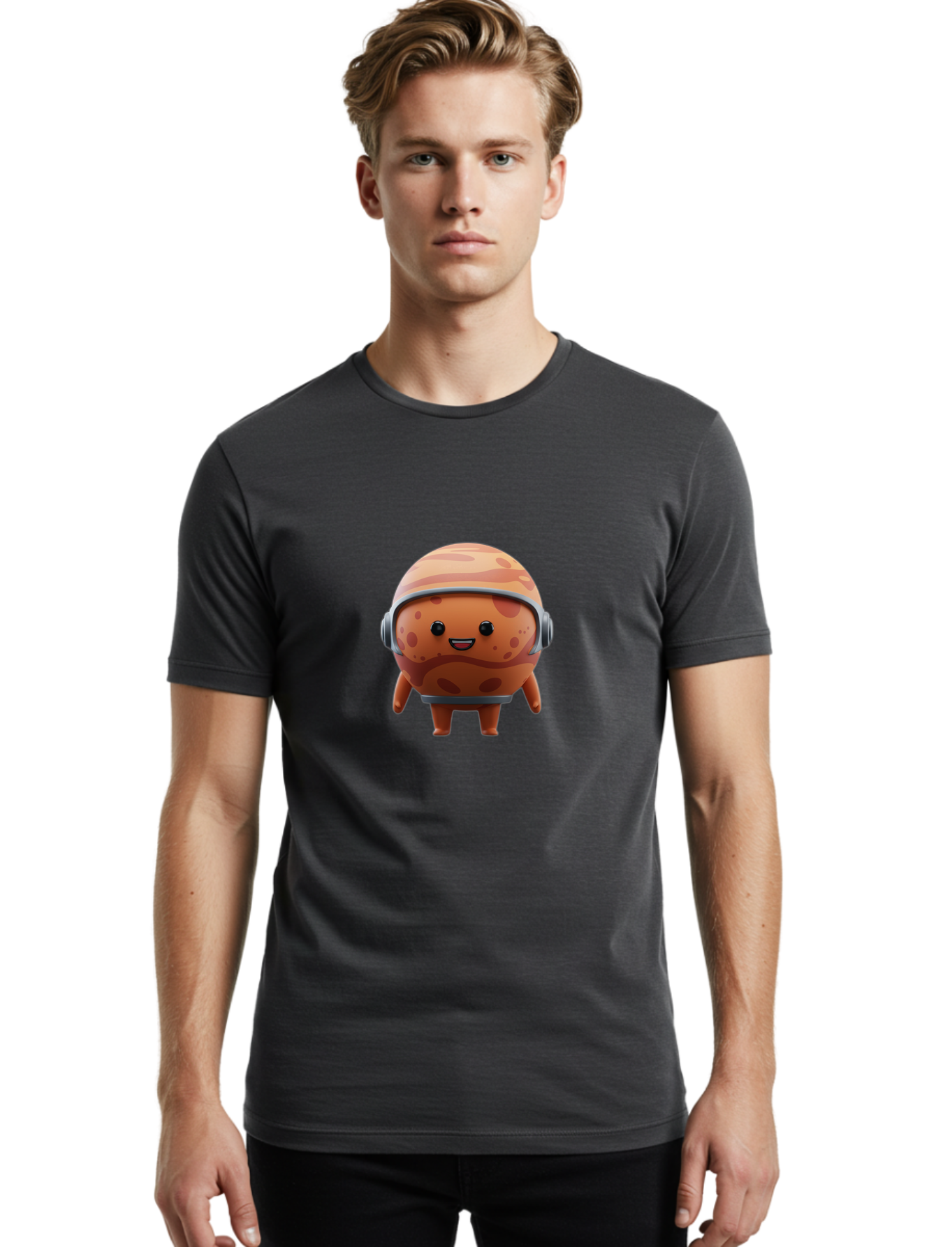Cookie-Astronaut Men'S Graphic Tee, 100% Cotton, Comfortable Casual Summer Wear, Machine Washable, Cookie Character, Astronaut Helmet, Cartoon Cookie, Space-Themed Cookie, Cookie With Headphones, Digital Illustration, Fun Design, Cookie Mascot Bac899