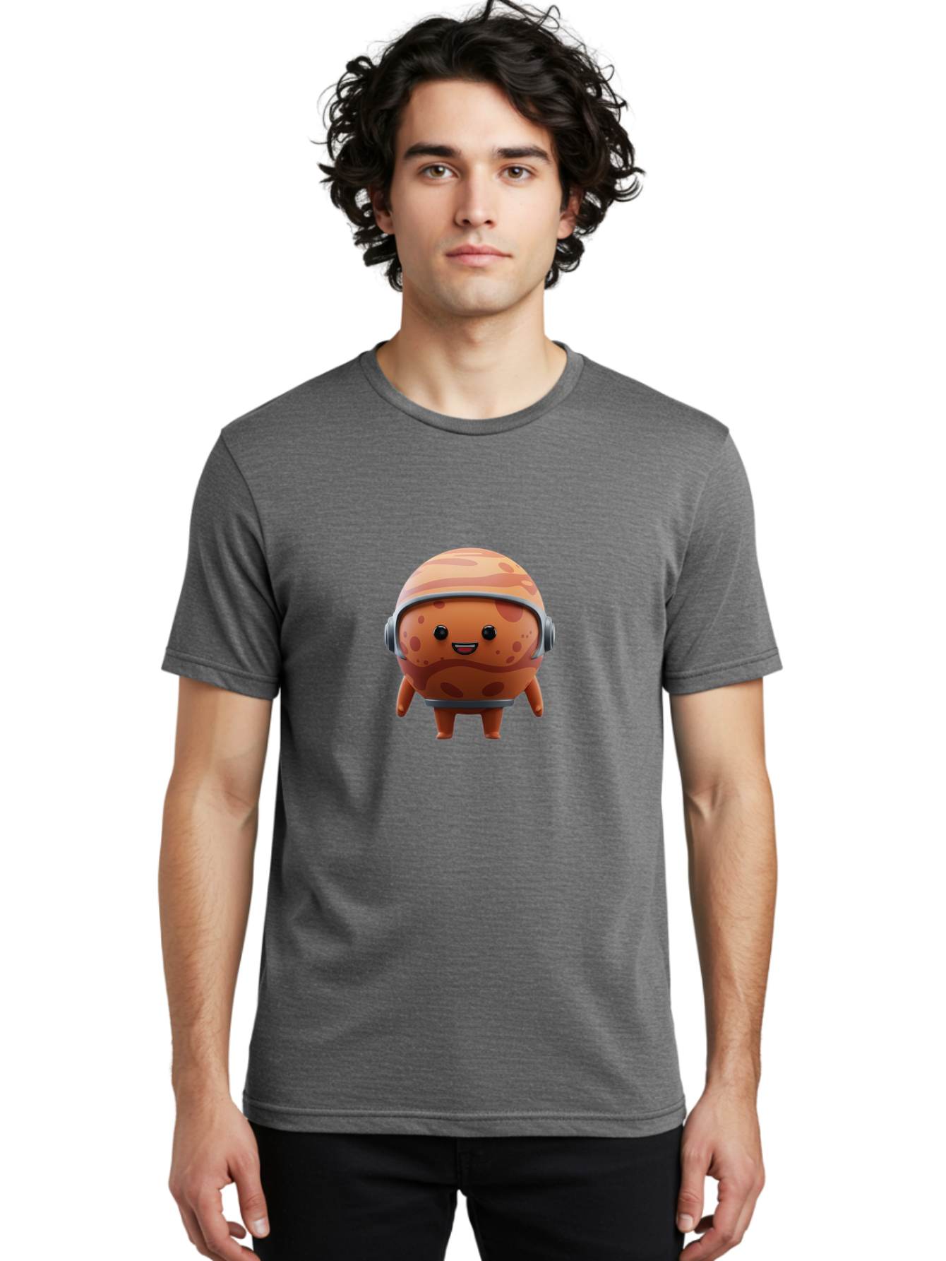 Cookie-Astronaut Men'S Graphic Tee, 100% Cotton, Comfortable Casual Summer Wear, Machine Washable, Cookie Character, Astronaut Helmet, Cartoon Cookie, Space-Themed Cookie, Cookie With Headphones, Digital Illustration, Fun Design, Cookie Mascot Bac899