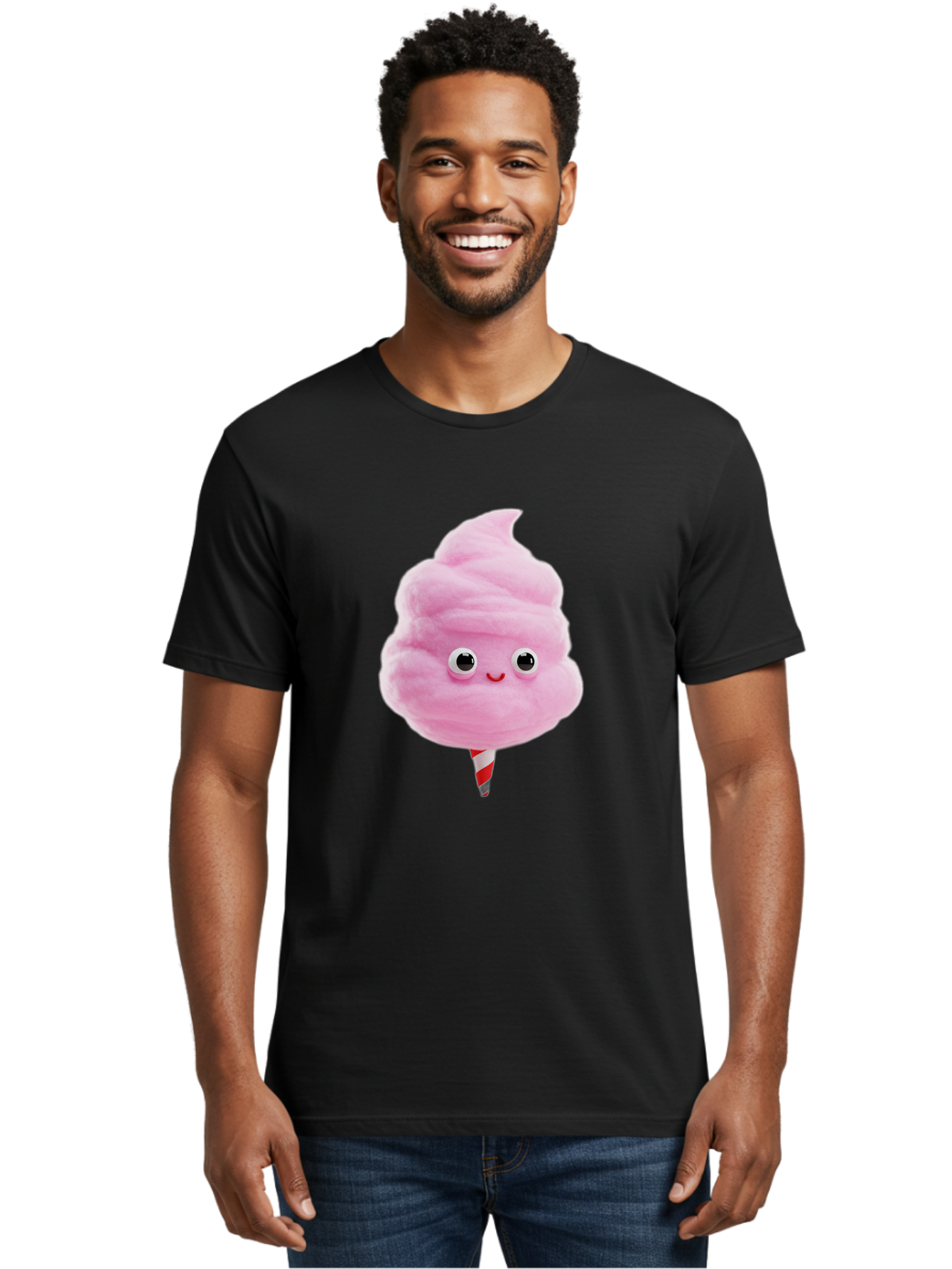 Cotton-Candy-1 Men'S Graphic Tee, 100% Cotton, Comfortable Casual Summer Wear, Machine Washable, Pink Cotton Candy, Fluffy Treat, Cartoon Character, Sweet Delight, Playful Design, Cute Face, Fairground Snack, Fun Food, Children'S Party Favor, Bac902