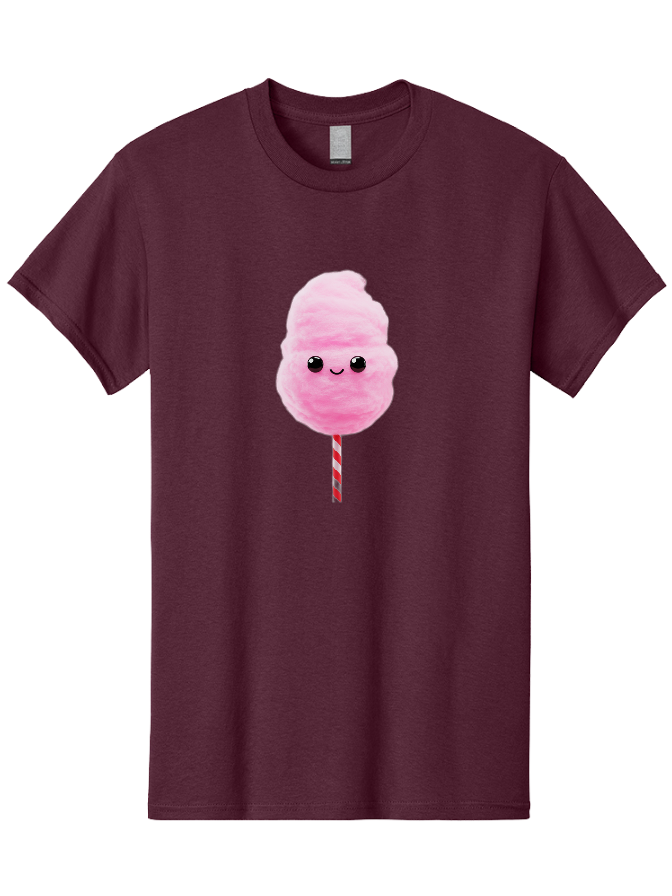 Cotton-Candy-10 Men'S Graphic Tee, 100% Cotton, Comfortable Casual Summer Wear, Machine Washable, Pink Cotton Candy, Fluffy Treat, Sweet Delight, Cartoon Character, Cute Face, Round Body, Whimsical Design, Striped Stick, Kawaii, Bac903