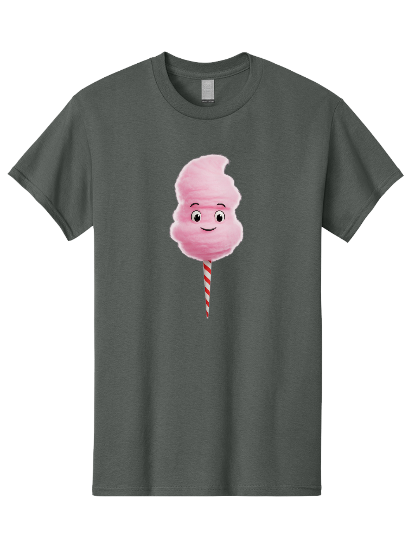 Cotton-Candy-11 Men'S Graphic Tee, 100% Cotton, Comfortable Casual Summer Wear, Machine Washable, Cotton Candy, Sweet Treats, Fluffy Pink Candy, Cartoon Character, Striped Stick, Cartoon Eyes, Smiley Face, Playful Illustration, Bac904