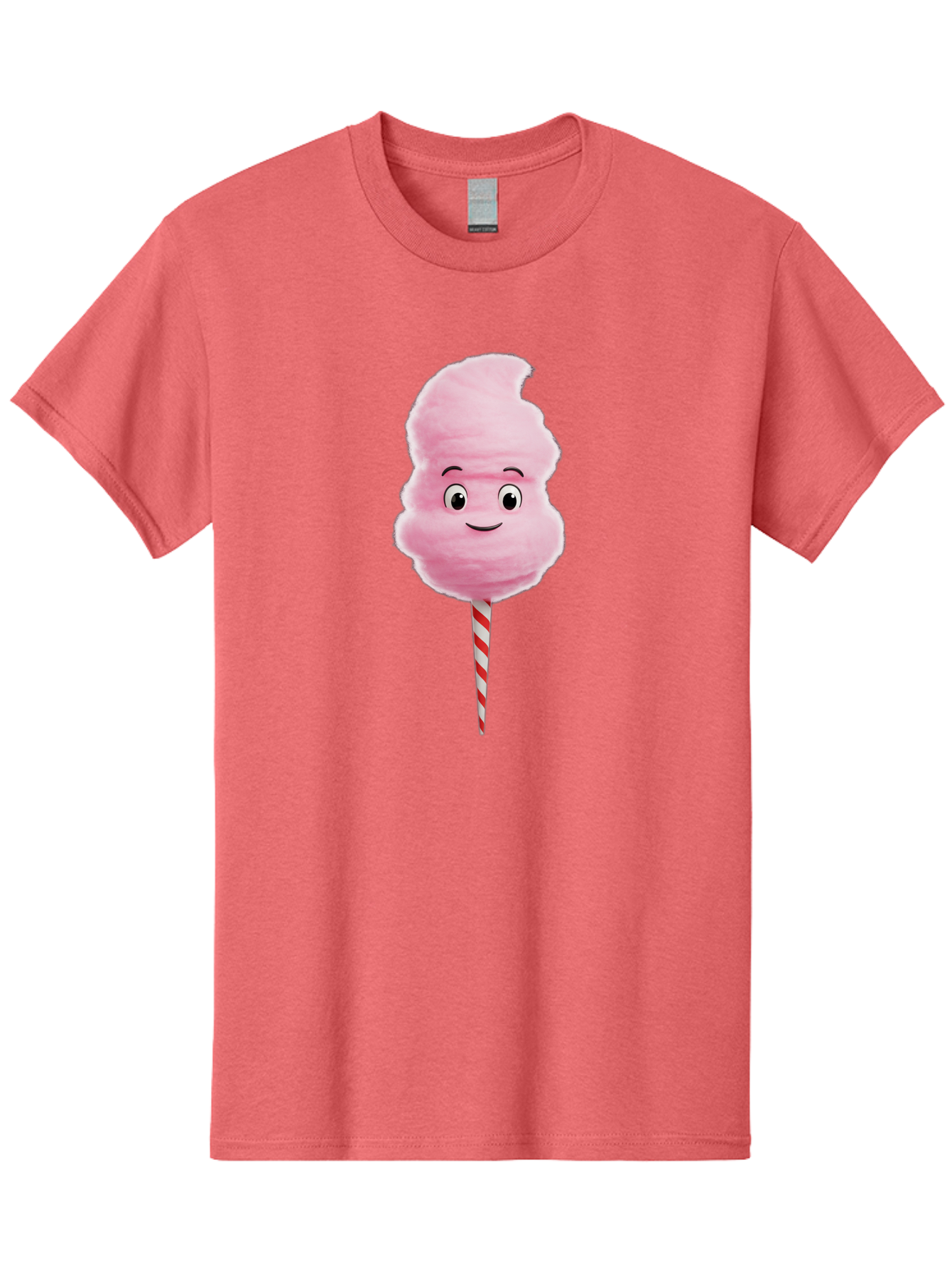 Cotton-Candy-11 Men'S Graphic Tee, 100% Cotton, Comfortable Casual Summer Wear, Machine Washable, Cotton Candy, Sweet Treats, Fluffy Pink Candy, Cartoon Character, Striped Stick, Cartoon Eyes, Smiley Face, Playful Illustration, Bac904