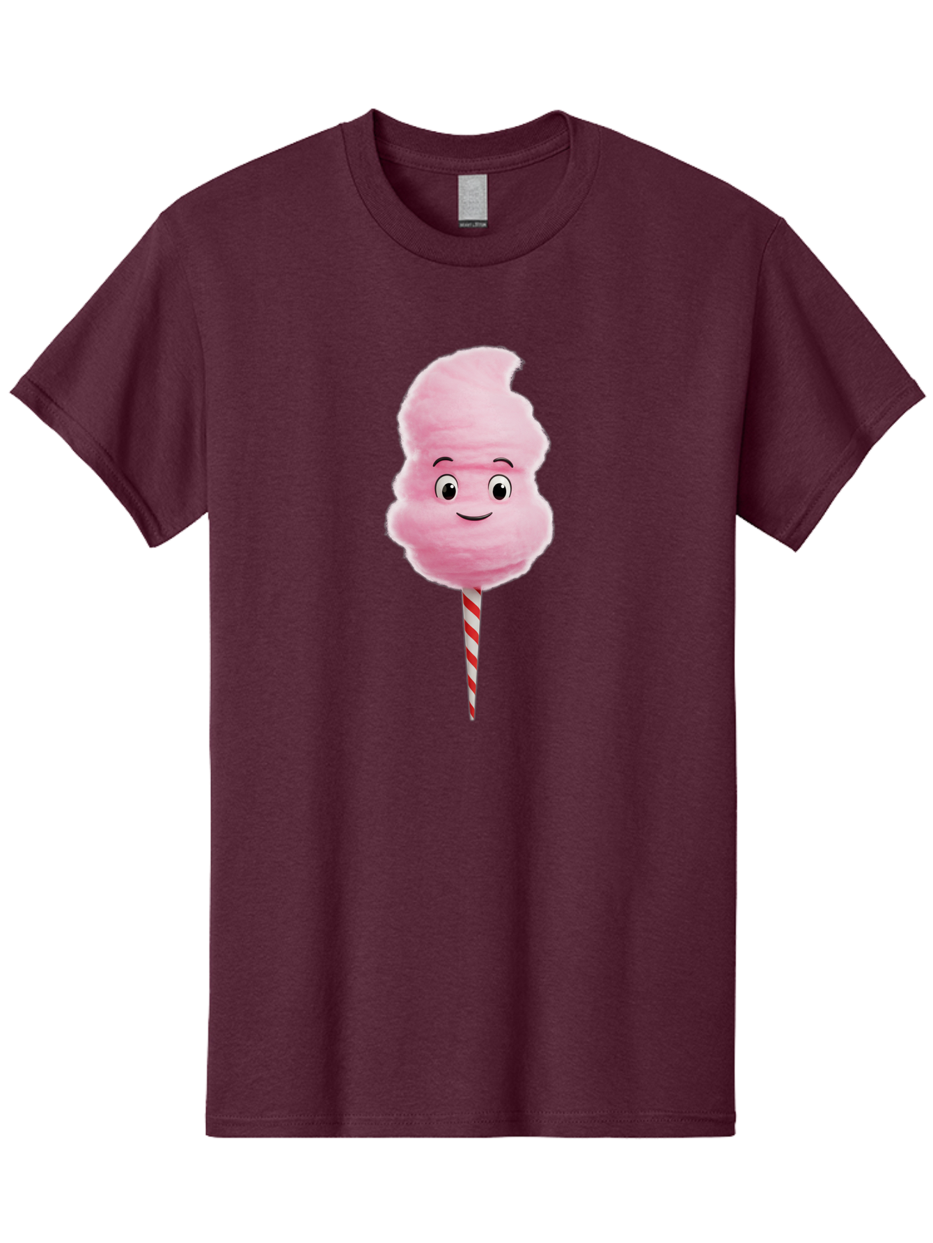 Cotton-Candy-11 Men'S Graphic Tee, 100% Cotton, Comfortable Casual Summer Wear, Machine Washable, Cotton Candy, Sweet Treats, Fluffy Pink Candy, Cartoon Character, Striped Stick, Cartoon Eyes, Smiley Face, Playful Illustration, Bac904