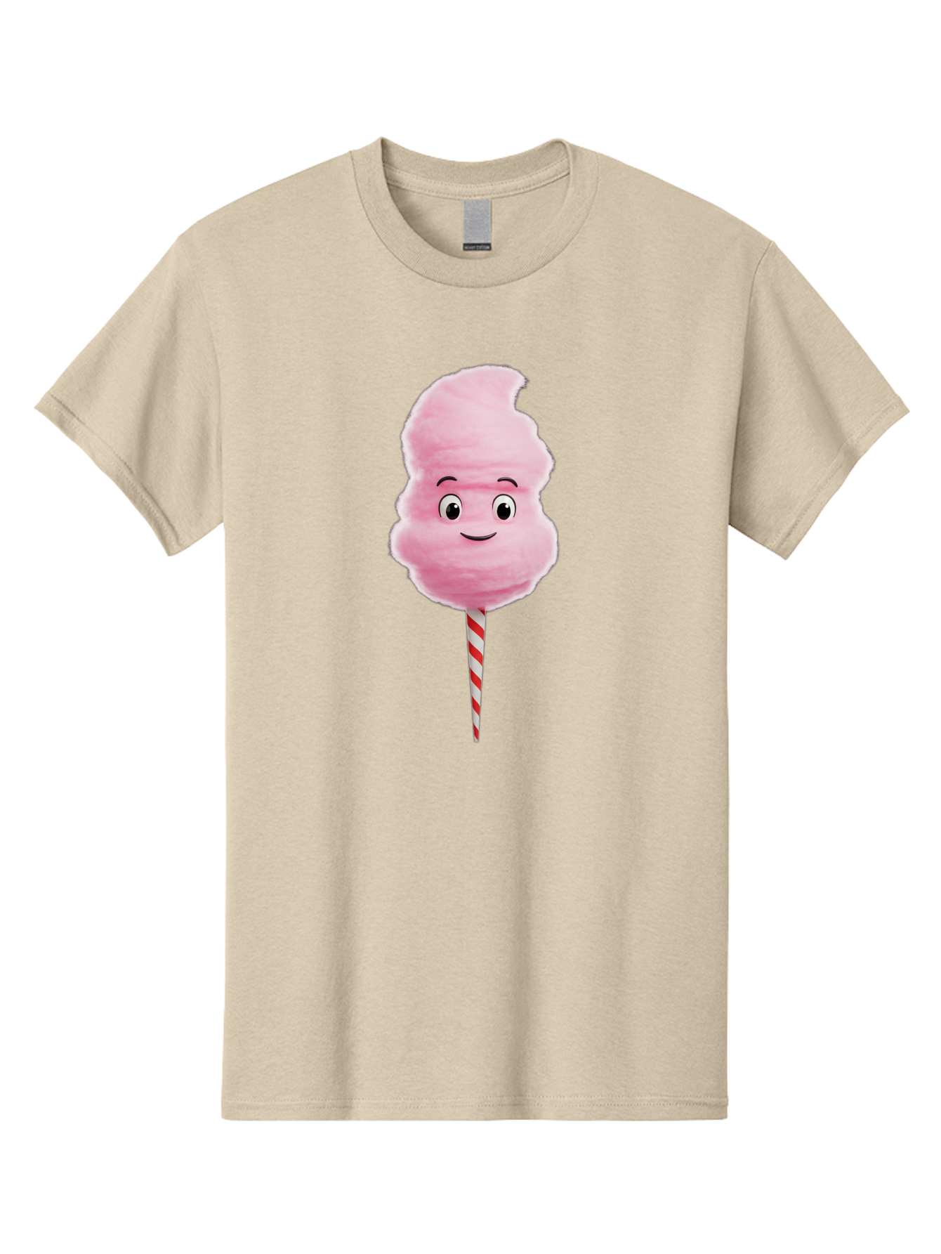 Cotton-Candy-11 Men'S Graphic Tee, 100% Cotton, Comfortable Casual Summer Wear, Machine Washable, Cotton Candy, Sweet Treats, Fluffy Pink Candy, Cartoon Character, Striped Stick, Cartoon Eyes, Smiley Face, Playful Illustration, Bac904