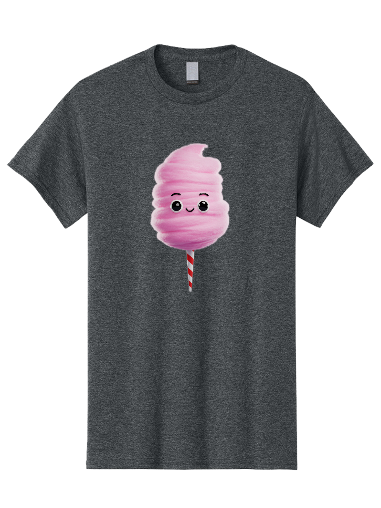 Cotton-Candy-13 Men'S Graphic Tee, 100% Cotton, Comfortable Casual Summer Wear, Machine Washable, Pink Cotton Candy On A Stick, Cartoon Character, Sweet Treats, Happy Face, Kawaii, Fluffy, Candy, Cartoon Illustration, Cute, Fun Bac906
