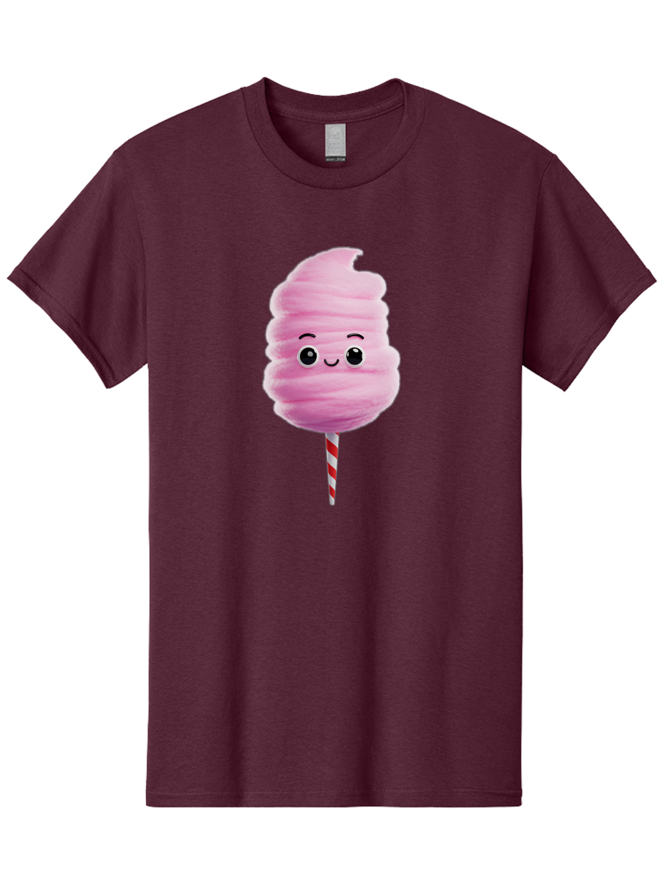 Cotton-Candy-13 Men'S Graphic Tee, 100% Cotton, Comfortable Casual Summer Wear, Machine Washable, Pink Cotton Candy On A Stick, Cartoon Character, Sweet Treats, Happy Face, Kawaii, Fluffy, Candy, Cartoon Illustration, Cute, Fun Bac906