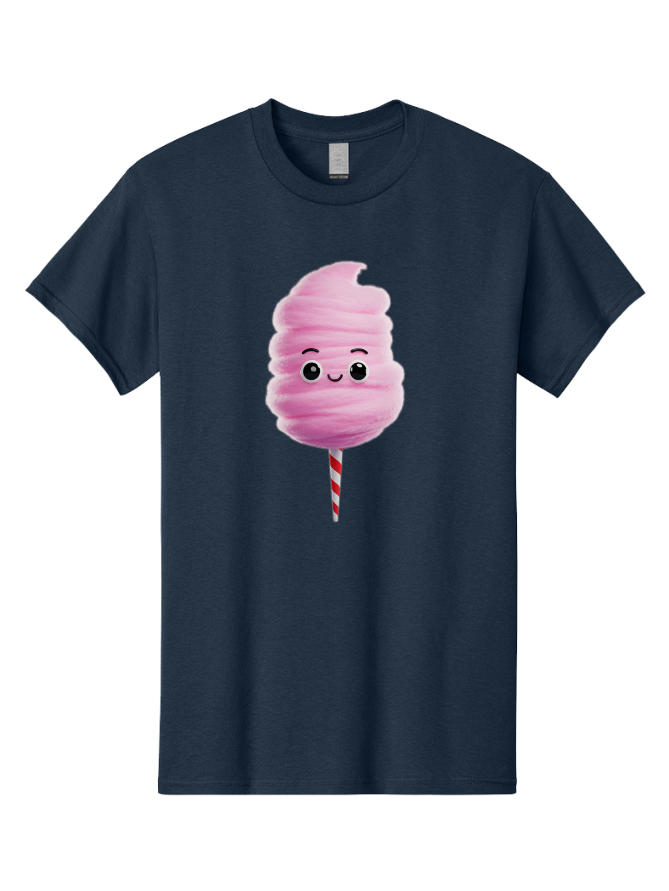 Cotton-Candy-13 Men'S Graphic Tee, 100% Cotton, Comfortable Casual Summer Wear, Machine Washable, Pink Cotton Candy On A Stick, Cartoon Character, Sweet Treats, Happy Face, Kawaii, Fluffy, Candy, Cartoon Illustration, Cute, Fun Bac906