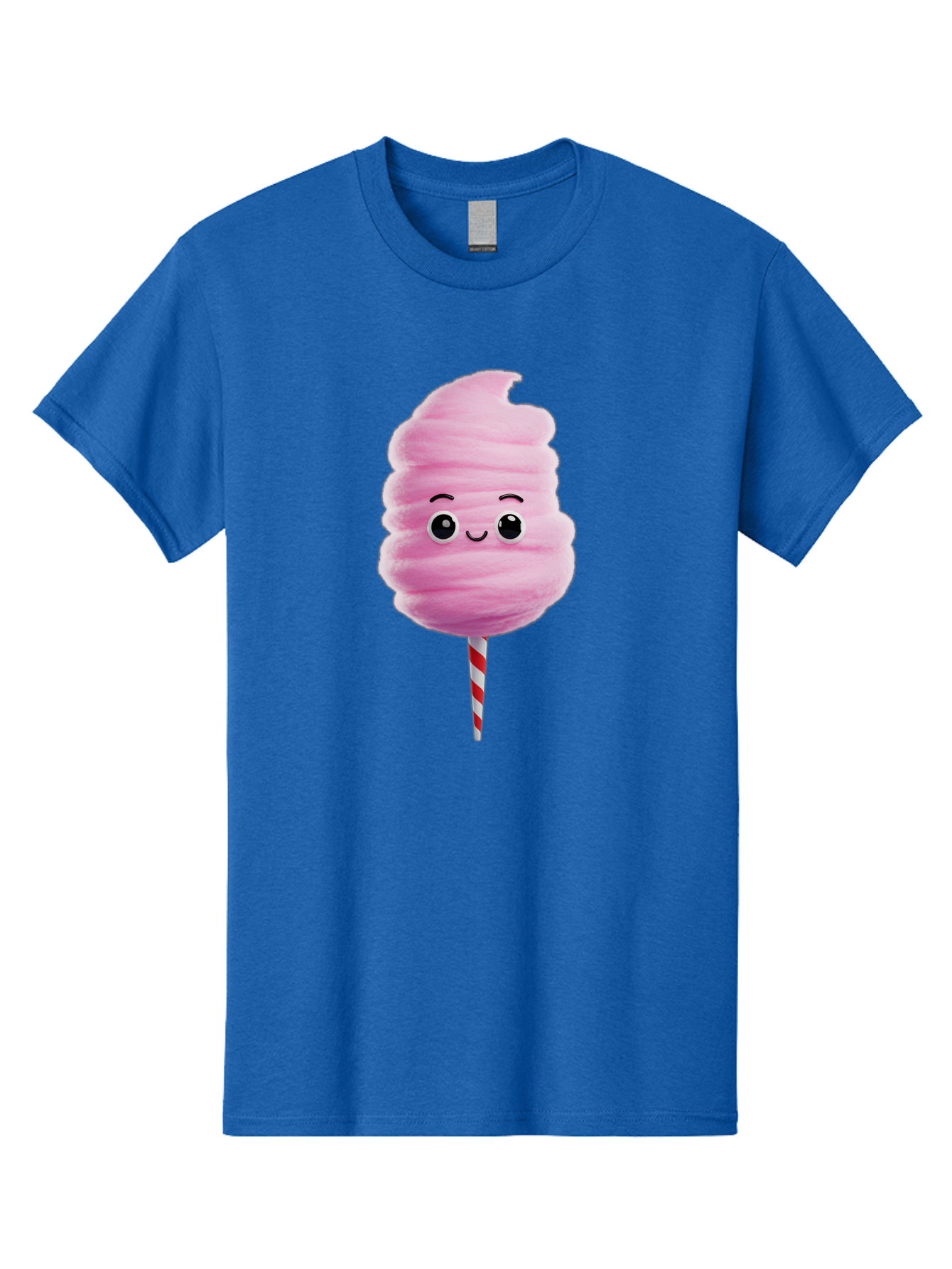 Cotton-Candy-13 Men'S Graphic Tee, 100% Cotton, Comfortable Casual Summer Wear, Machine Washable, Pink Cotton Candy On A Stick, Cartoon Character, Sweet Treats, Happy Face, Kawaii, Fluffy, Candy, Cartoon Illustration, Cute, Fun Bac906