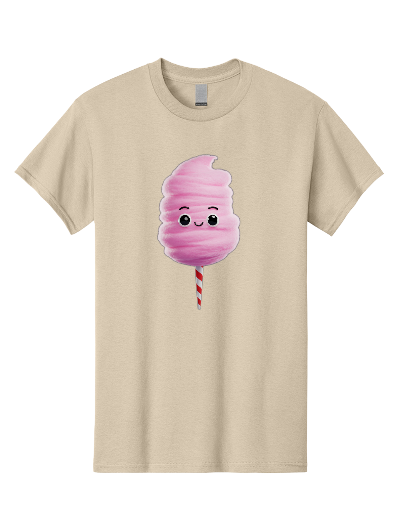 Cotton-Candy-13 Men'S Graphic Tee, 100% Cotton, Comfortable Casual Summer Wear, Machine Washable, Pink Cotton Candy On A Stick, Cartoon Character, Sweet Treats, Happy Face, Kawaii, Fluffy, Candy, Cartoon Illustration, Cute, Fun Bac906