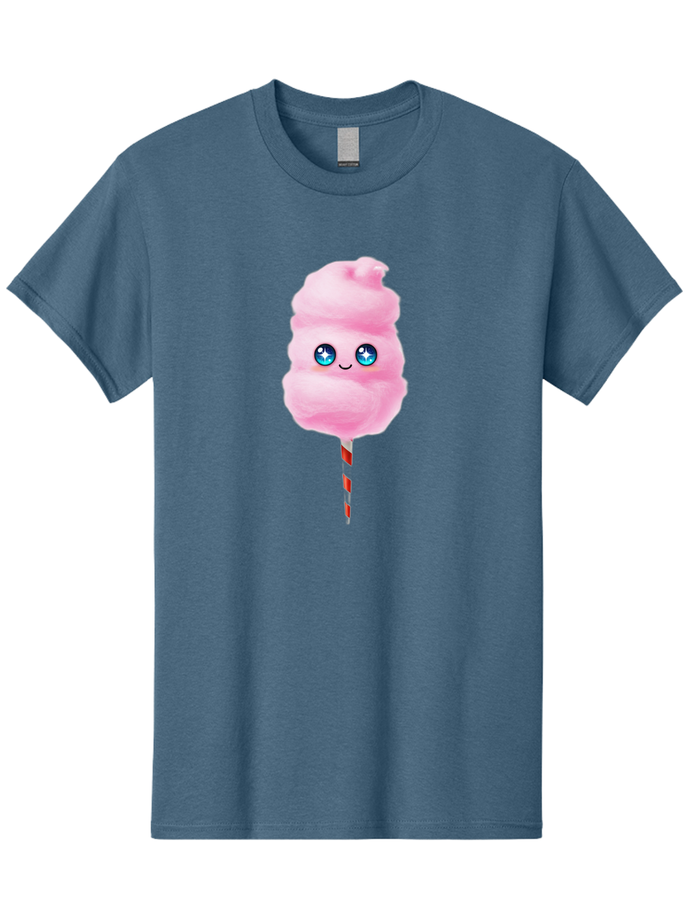 Cotton-Candy-14 Men'S Graphic Tee, 100% Cotton, Comfortable Casual Summer Wear, Machine Washable, Pink Cotton Candy, Cartoon Character, Kawaii, Cute Face, Blue Eyes, Smiley, Sweet Treats, Fluffy, Carnival, Fun, Cartoon Eyes, Adorable, Funfair Bac907