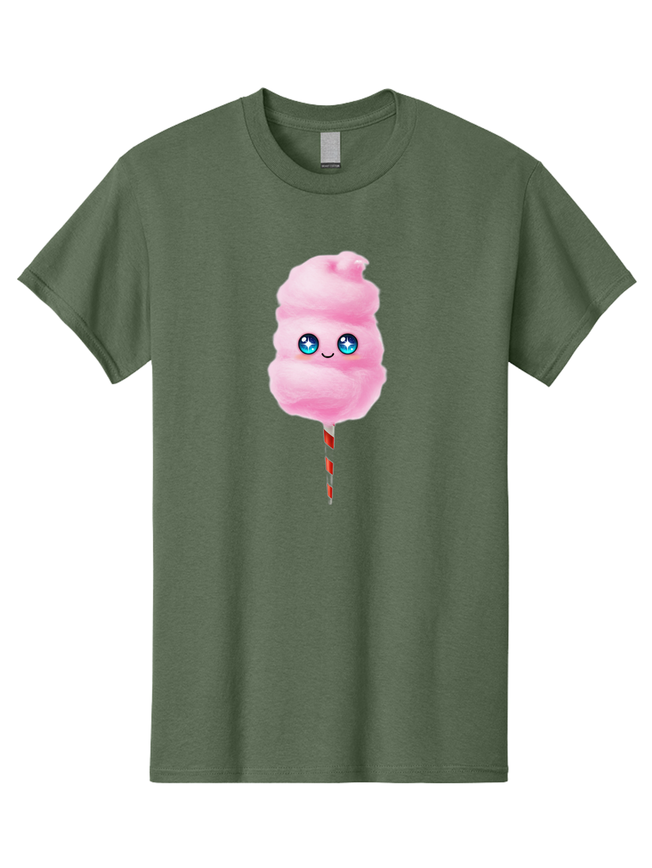 Cotton-Candy-14 Men'S Graphic Tee, 100% Cotton, Comfortable Casual Summer Wear, Machine Washable, Pink Cotton Candy, Cartoon Character, Kawaii, Cute Face, Blue Eyes, Smiley, Sweet Treats, Fluffy, Carnival, Fun, Cartoon Eyes, Adorable, Funfair Bac907