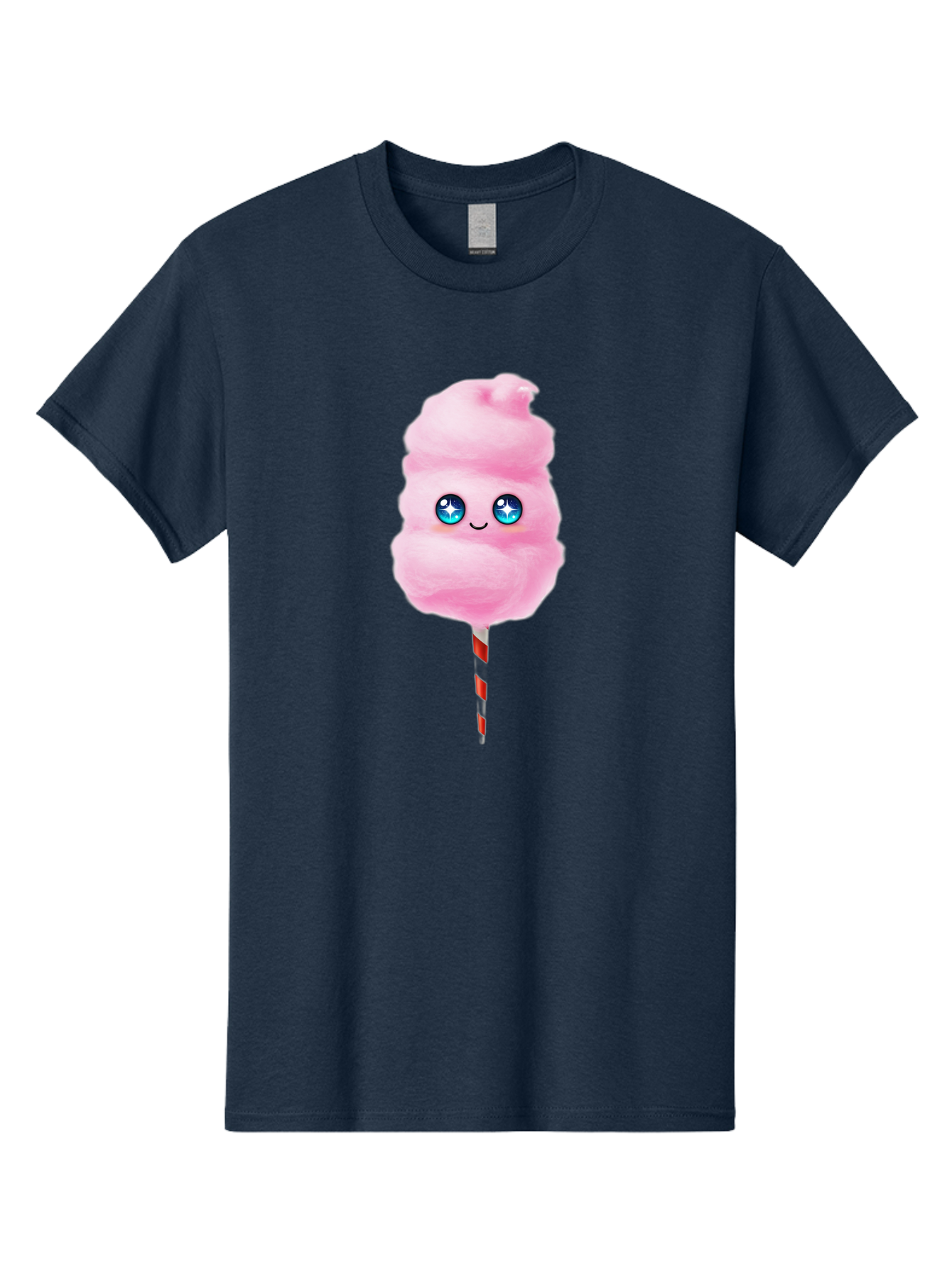 Cotton-Candy-14 Men'S Graphic Tee, 100% Cotton, Comfortable Casual Summer Wear, Machine Washable, Pink Cotton Candy, Cartoon Character, Kawaii, Cute Face, Blue Eyes, Smiley, Sweet Treats, Fluffy, Carnival, Fun, Cartoon Eyes, Adorable, Funfair Bac907