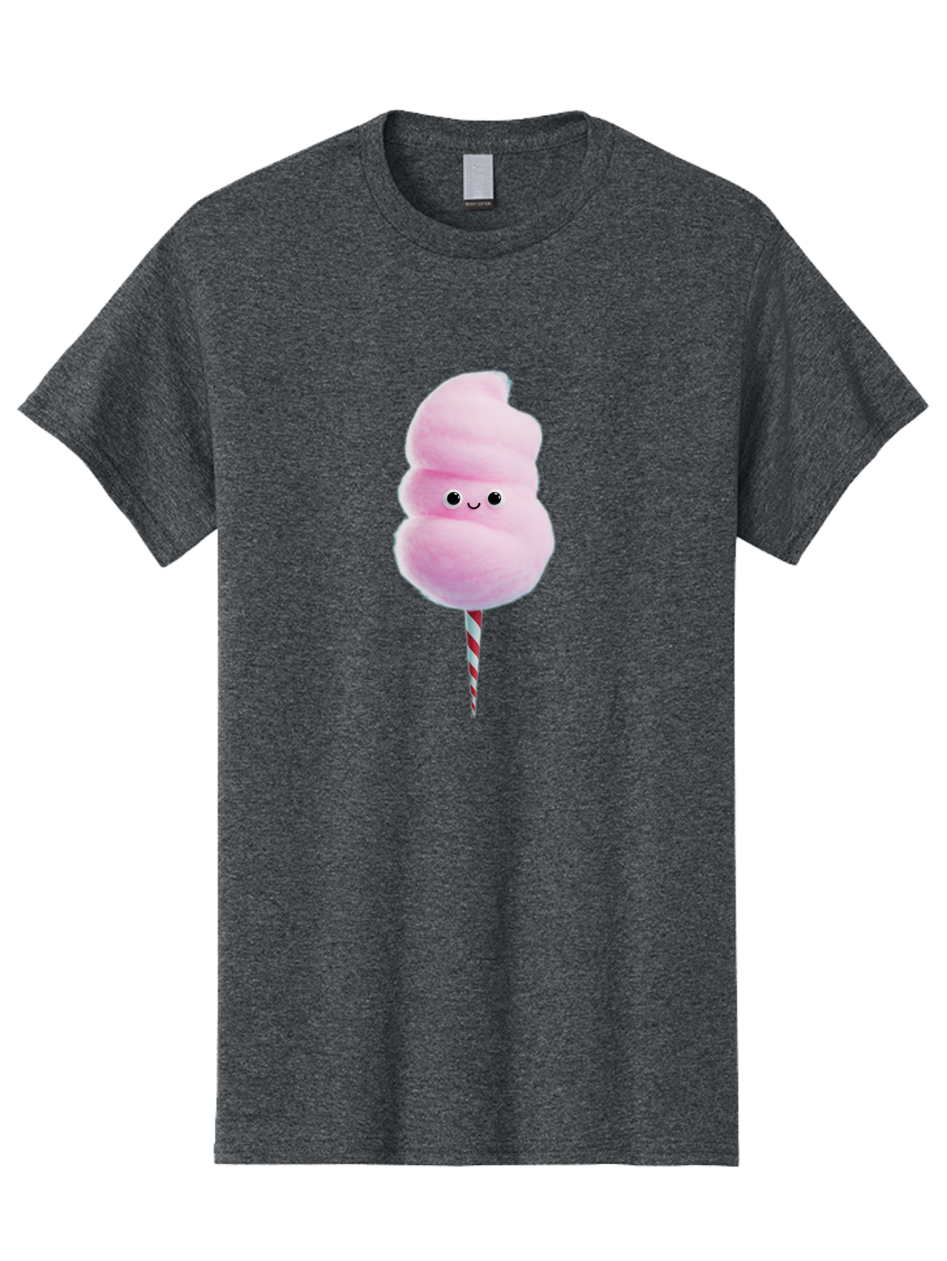 Cotton-Candy-15 Men'S Graphic Tee, 100% Cotton, Comfortable Casual Summer Wear, Machine Washable, Cotton Candy, Sweet Treat, Pastel Pink Color, Smiley Face, Red And White Striped Stick, Fluffy Texture, Cute, Candy, Cartoon Character, Fun, Bac908
