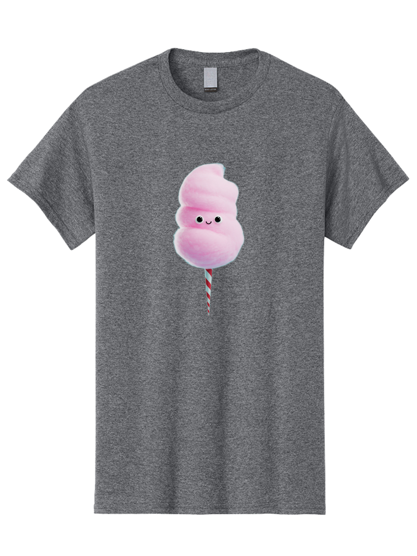 Cotton-Candy-15 Men'S Graphic Tee, 100% Cotton, Comfortable Casual Summer Wear, Machine Washable, Cotton Candy, Sweet Treat, Pastel Pink Color, Smiley Face, Red And White Striped Stick, Fluffy Texture, Cute, Candy, Cartoon Character, Fun, Bac908