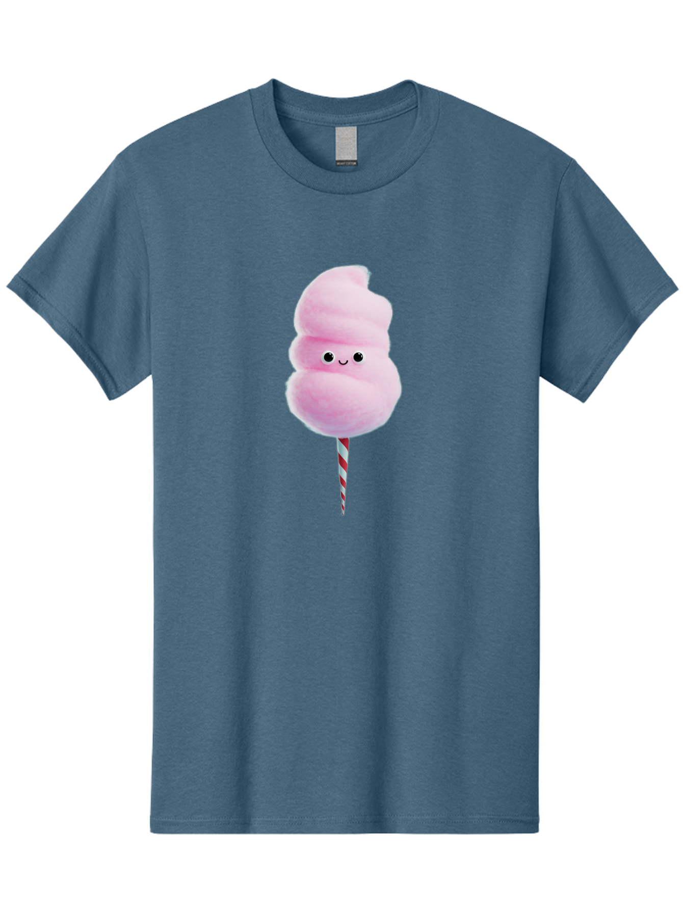 Cotton-Candy-15 Men'S Graphic Tee, 100% Cotton, Comfortable Casual Summer Wear, Machine Washable, Cotton Candy, Sweet Treat, Pastel Pink Color, Smiley Face, Red And White Striped Stick, Fluffy Texture, Cute, Candy, Cartoon Character, Fun, Bac908