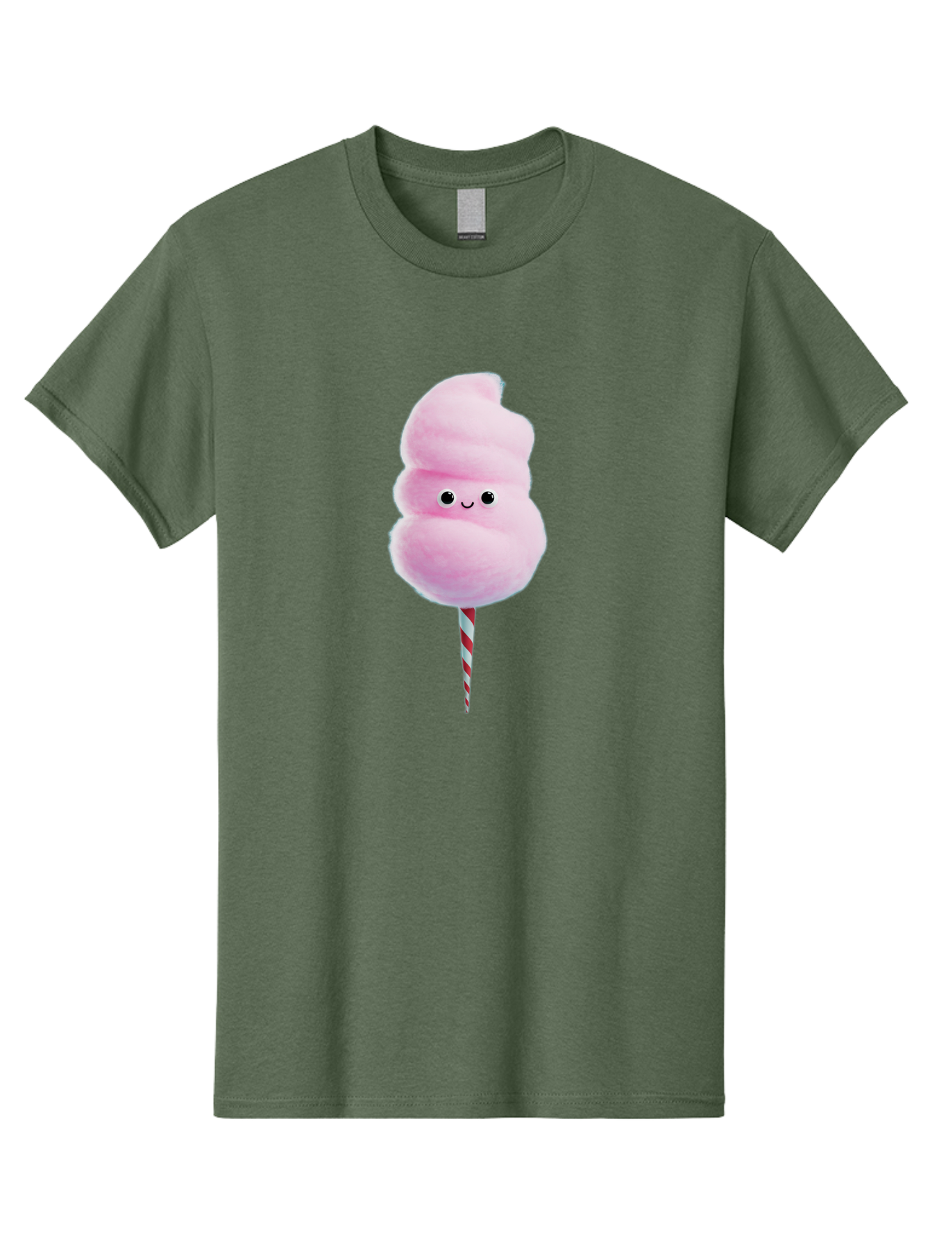 Cotton-Candy-15 Men'S Graphic Tee, 100% Cotton, Comfortable Casual Summer Wear, Machine Washable, Cotton Candy, Sweet Treat, Pastel Pink Color, Smiley Face, Red And White Striped Stick, Fluffy Texture, Cute, Candy, Cartoon Character, Fun, Bac908
