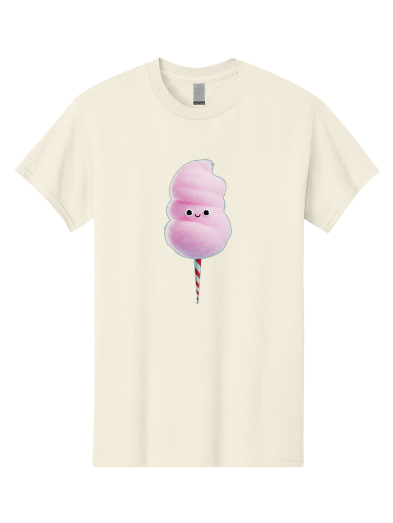 Cotton-Candy-15 Men'S Graphic Tee, 100% Cotton, Comfortable Casual Summer Wear, Machine Washable, Cotton Candy, Sweet Treat, Pastel Pink Color, Smiley Face, Red And White Striped Stick, Fluffy Texture, Cute, Candy, Cartoon Character, Fun, Bac908