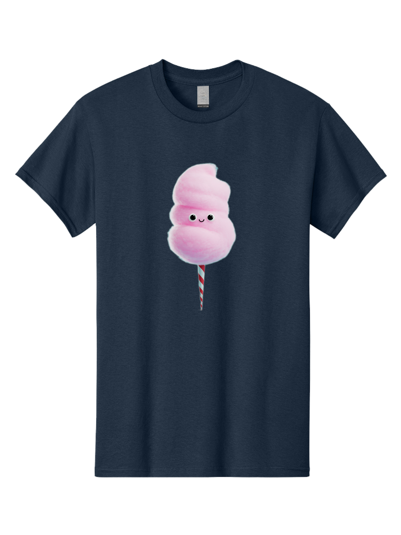 Cotton-Candy-15 Men'S Graphic Tee, 100% Cotton, Comfortable Casual Summer Wear, Machine Washable, Cotton Candy, Sweet Treat, Pastel Pink Color, Smiley Face, Red And White Striped Stick, Fluffy Texture, Cute, Candy, Cartoon Character, Fun, Bac908