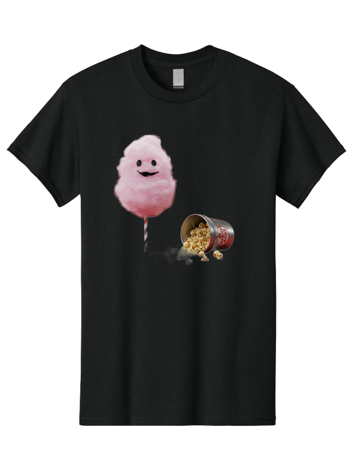 Cotton-Candy-16 Men'S Graphic Tee, 100% Cotton, Comfortable Casual Summer Wear, Machine Washable, Cartoon Cotton Candy With A Smiling Mouth, Cotton Candy On A Stick, Fun Food, Cartoon Snack, Popcorn Treat, Colorful Graphics, Playful Imagery, Bac909