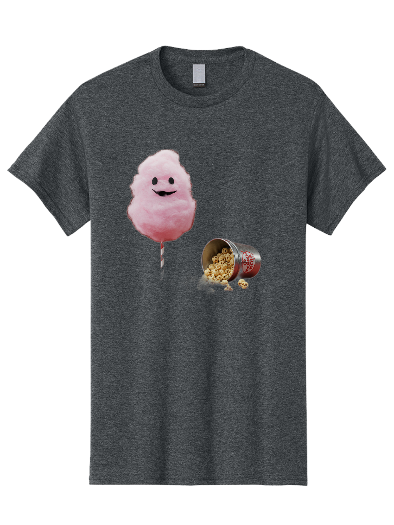 Cotton-Candy-16 Men'S Graphic Tee, 100% Cotton, Comfortable Casual Summer Wear, Machine Washable, Cartoon Cotton Candy With A Smiling Mouth, Cotton Candy On A Stick, Fun Food, Cartoon Snack, Popcorn Treat, Colorful Graphics, Playful Imagery, Bac909
