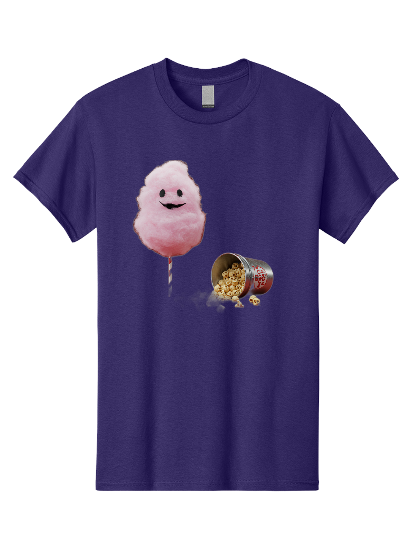 Cotton-Candy-16 Men'S Graphic Tee, 100% Cotton, Comfortable Casual Summer Wear, Machine Washable, Cartoon Cotton Candy With A Smiling Mouth, Cotton Candy On A Stick, Fun Food, Cartoon Snack, Popcorn Treat, Colorful Graphics, Playful Imagery, Bac909