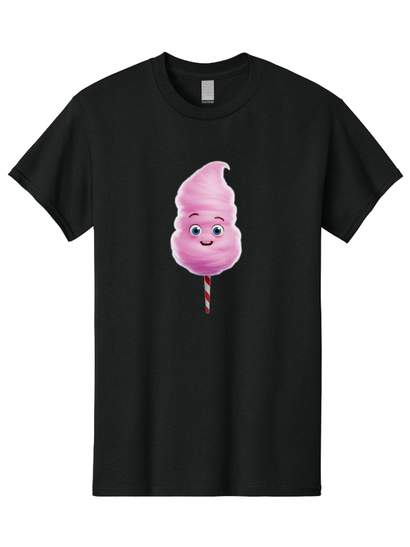 Cotton-Candy-3 Men'S Graphic Tee, 100% Cotton, Comfortable Casual Summer Wear, Machine Washable, Cotton Candy, Fluffy Treat, Cartoon Character, Sweet Delight, Blue Eyes, Cheerful Smile, Striped Stick, Carnival Snack, Party Dessert Bac911