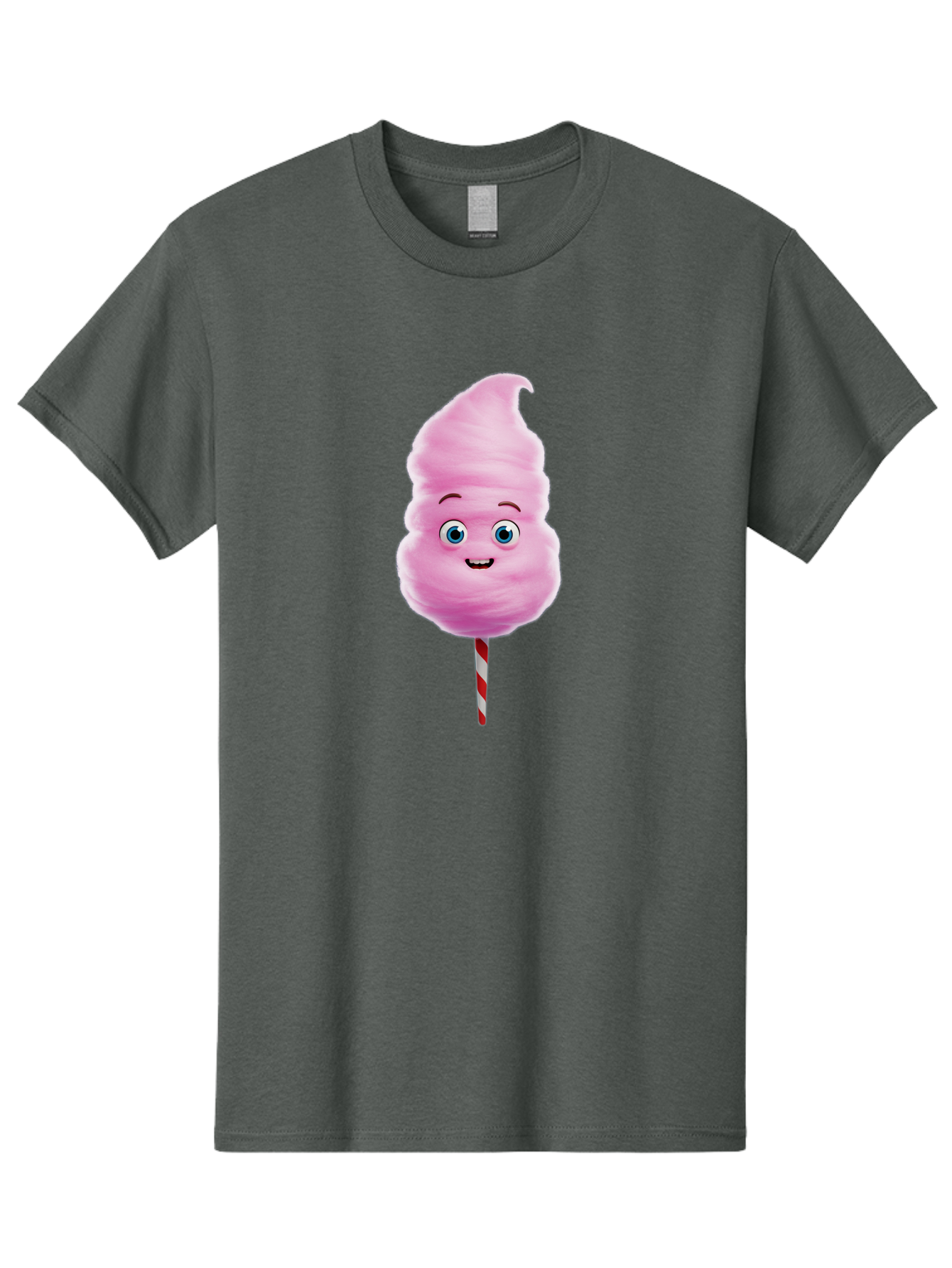 Cotton-Candy-3 Men'S Graphic Tee, 100% Cotton, Comfortable Casual Summer Wear, Machine Washable, Cotton Candy, Fluffy Treat, Cartoon Character, Sweet Delight, Blue Eyes, Cheerful Smile, Striped Stick, Carnival Snack, Party Dessert Bac911